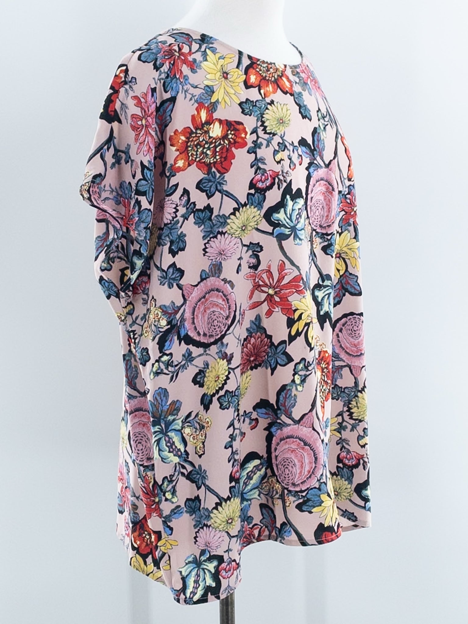 Halogen Multi-Color Floral Polyester Cap Sleeve Size 2X Blouse