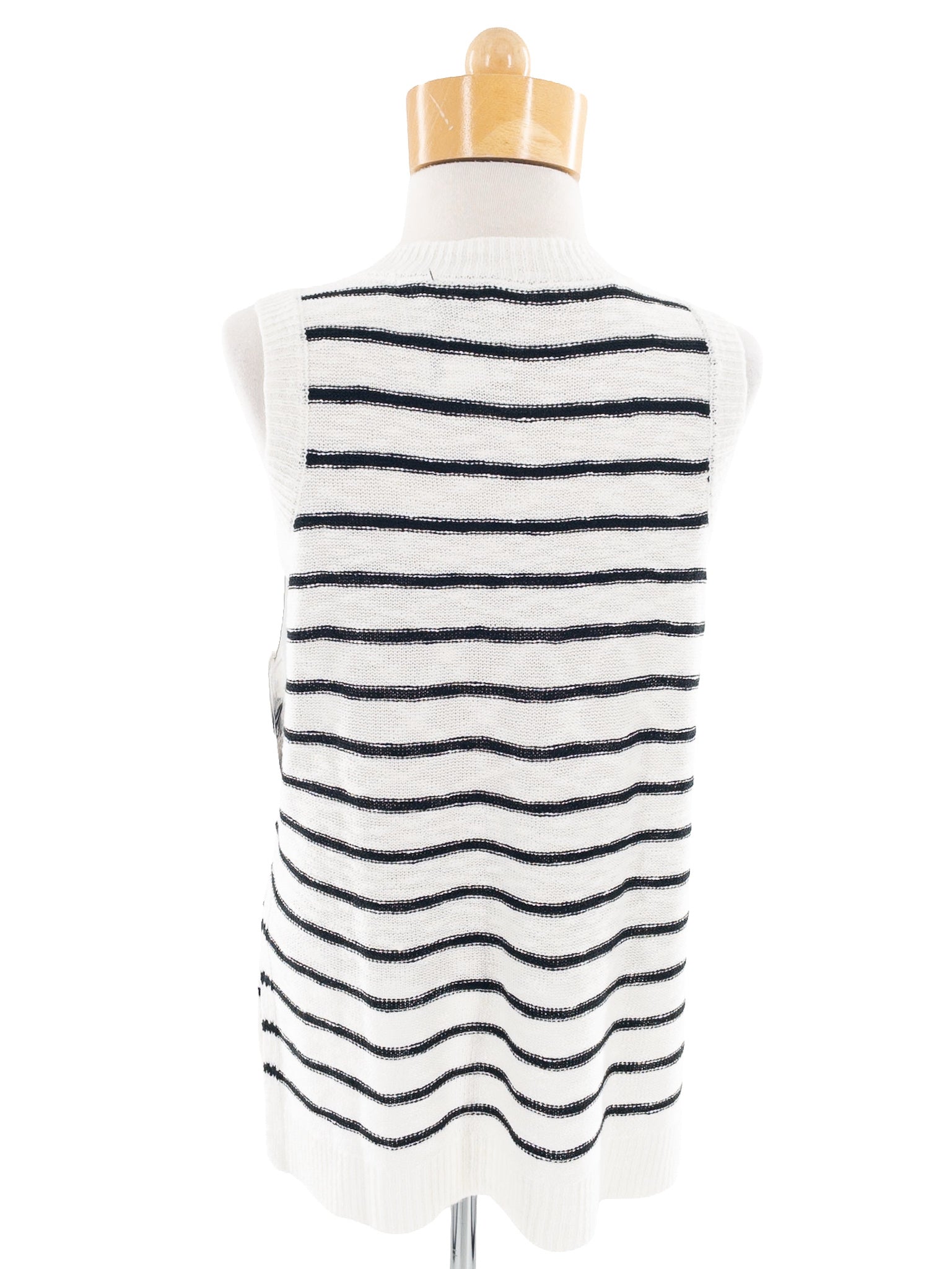 Tribal White Black Stripe Cotton Size XS Sweater Vest