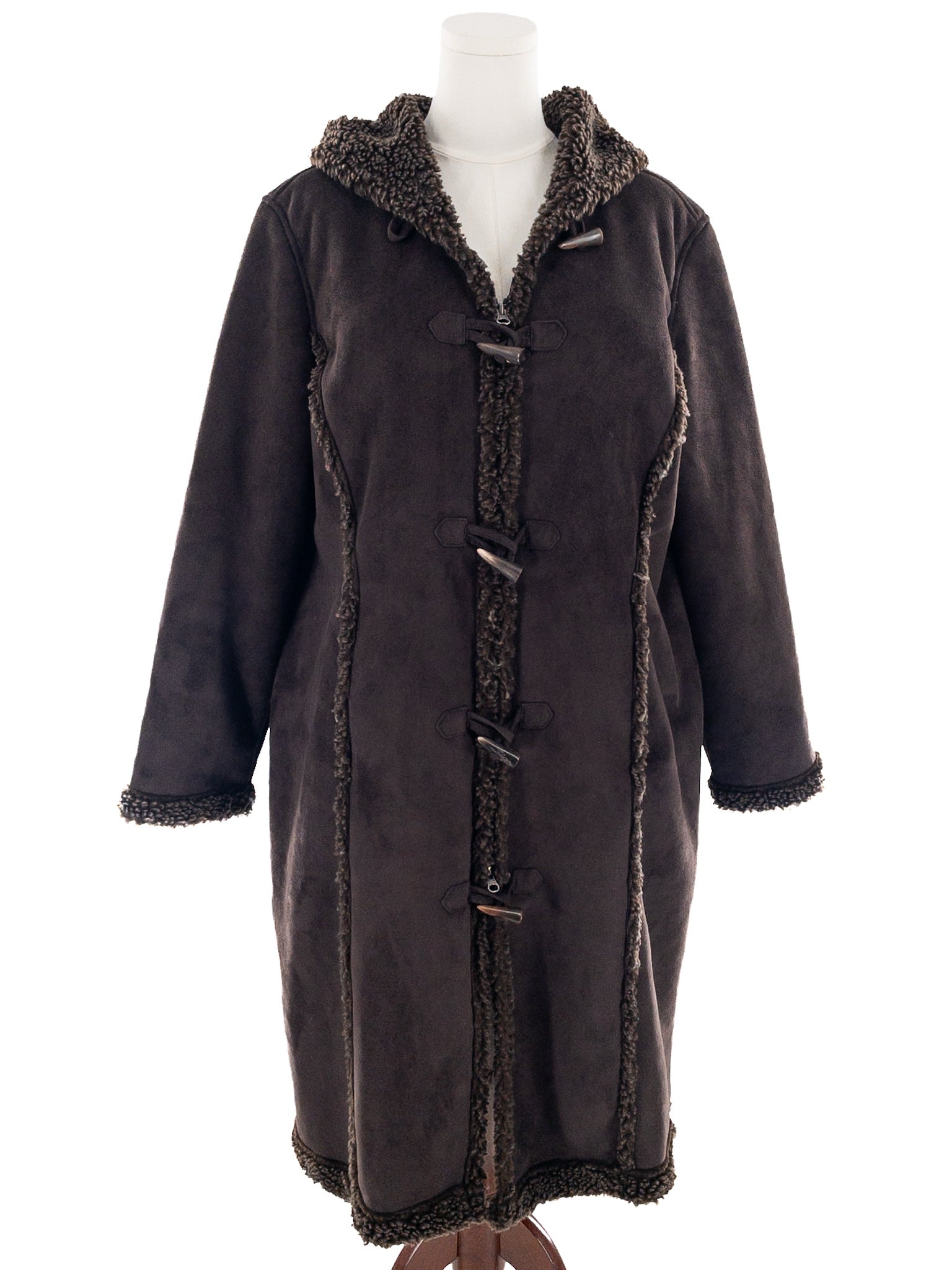 LL Bean Chocolate Faux Suede Polyester Size XLP Coat
