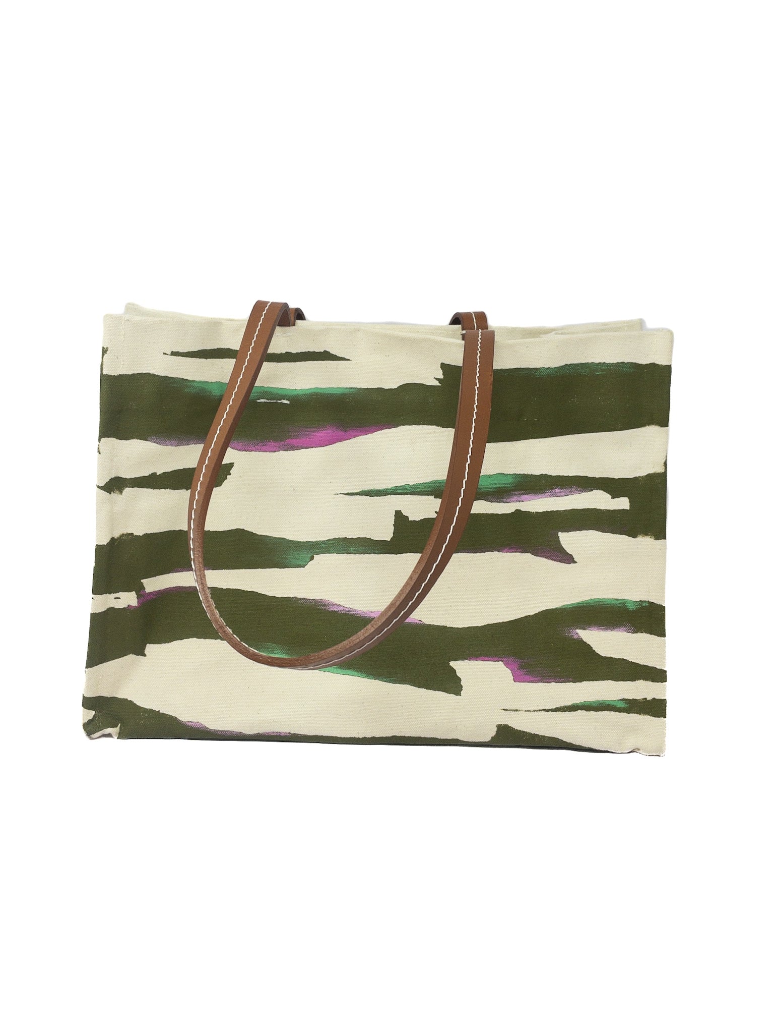 Parker Thatch Cream Olive Print Canvas Tote