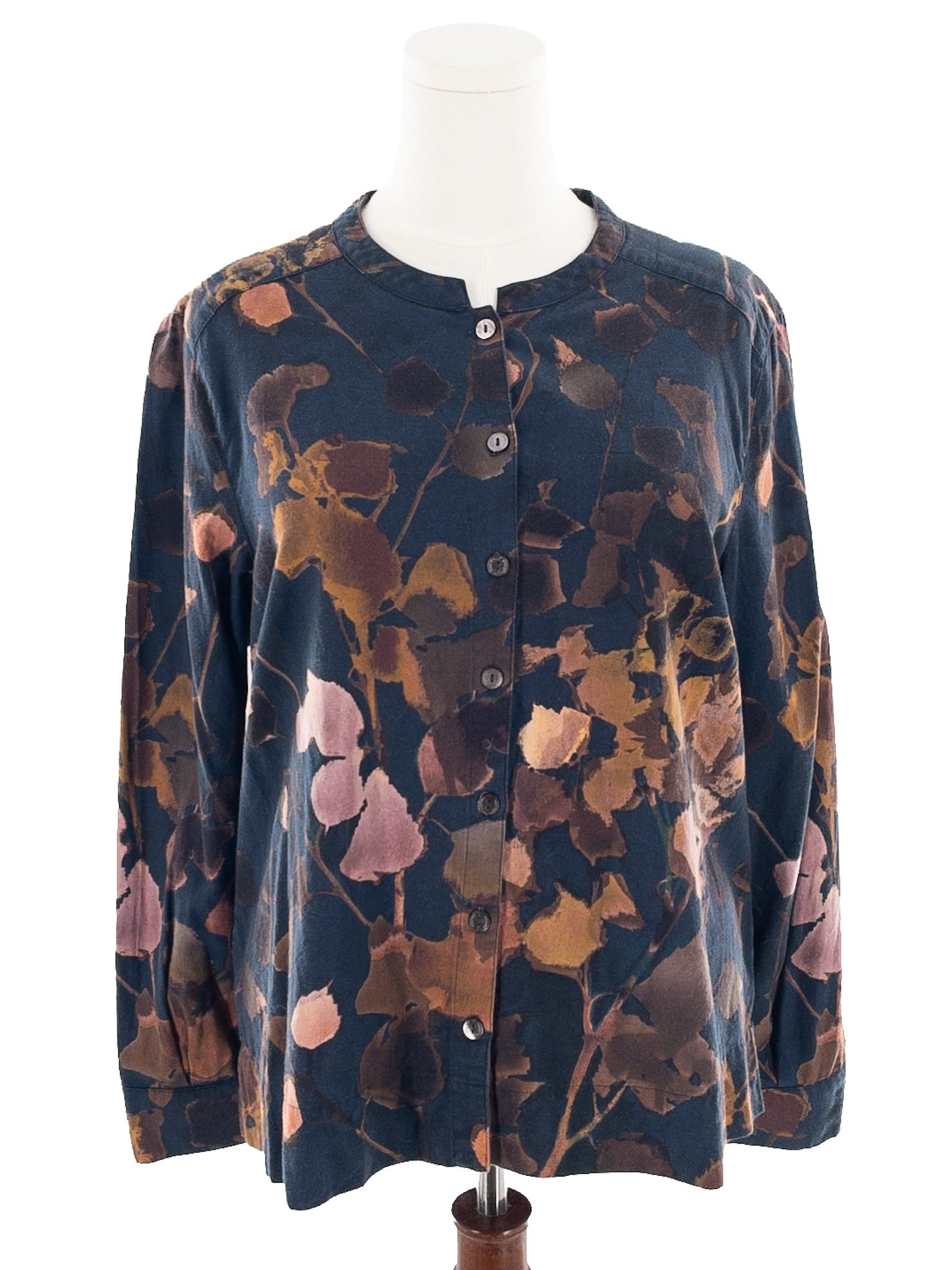 Poetry Navy Multi Floral Cotton Long Sleeve Size 10 Blouse