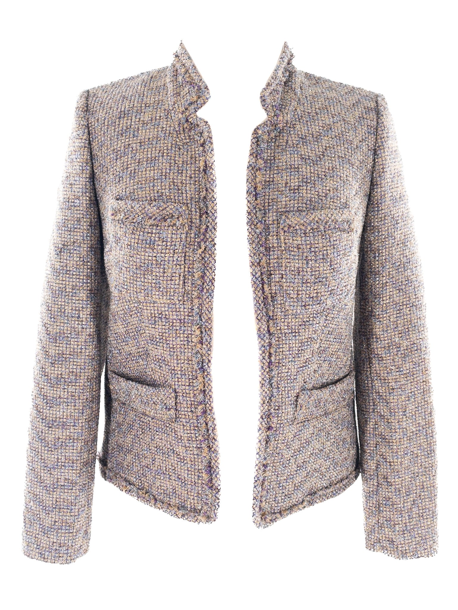 J Crew Lilac Multi Metallic Wool Blend Size 0 Blazer