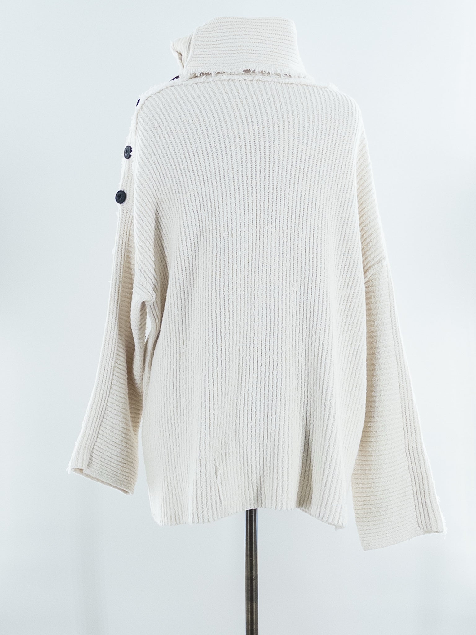 Free People Cream Ribbed Cotton Blend Size M Sweaters