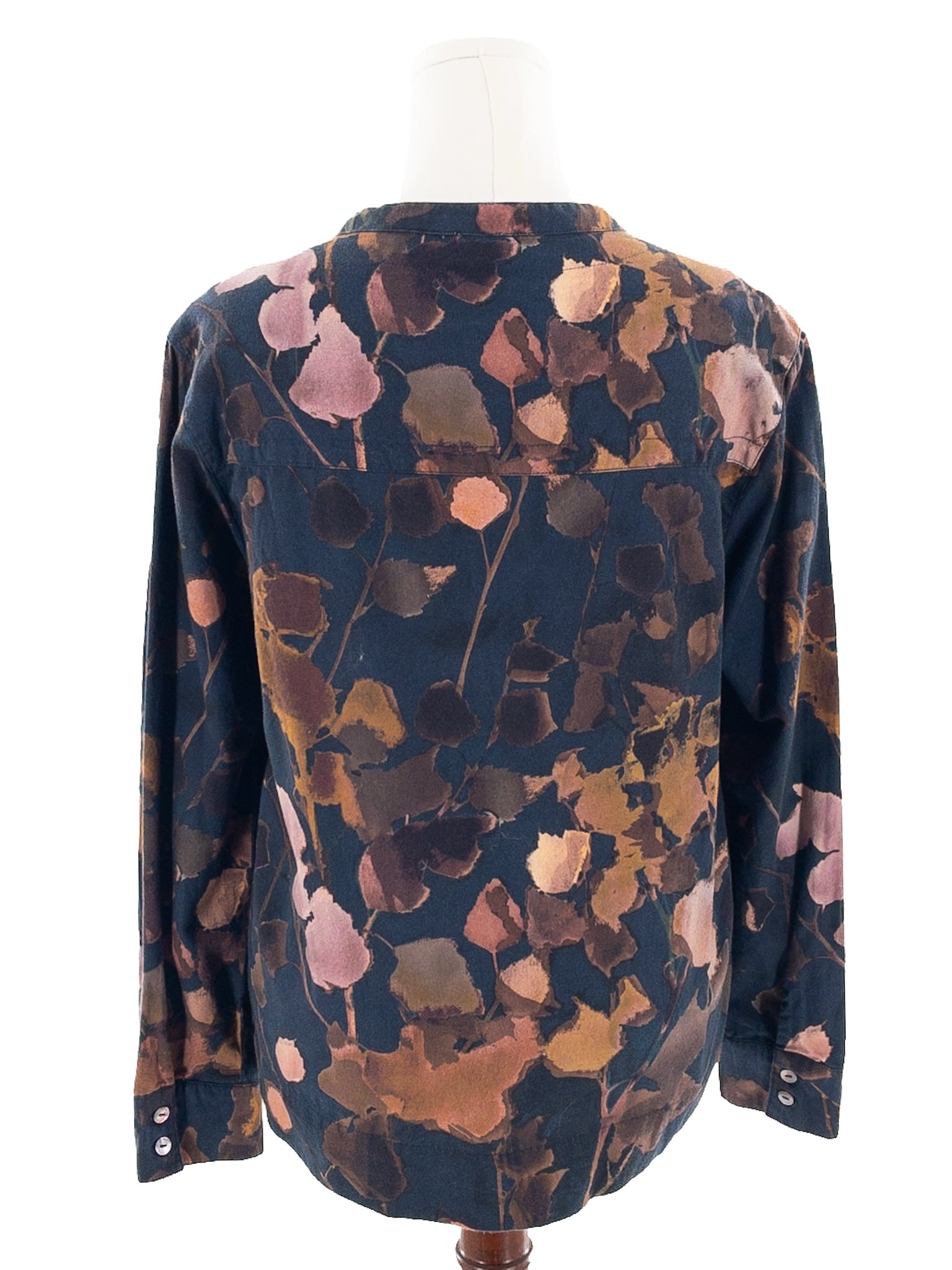 Poetry Navy Multi Floral Cotton Long Sleeve Size 10 Blouse
