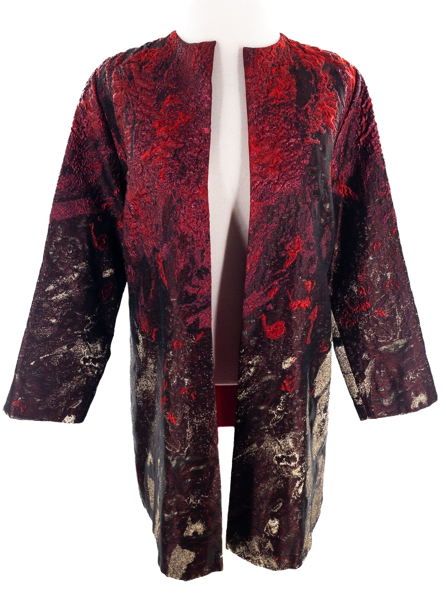 Emmelle Red Black Crinkle Silk Blend Size XS Blazer