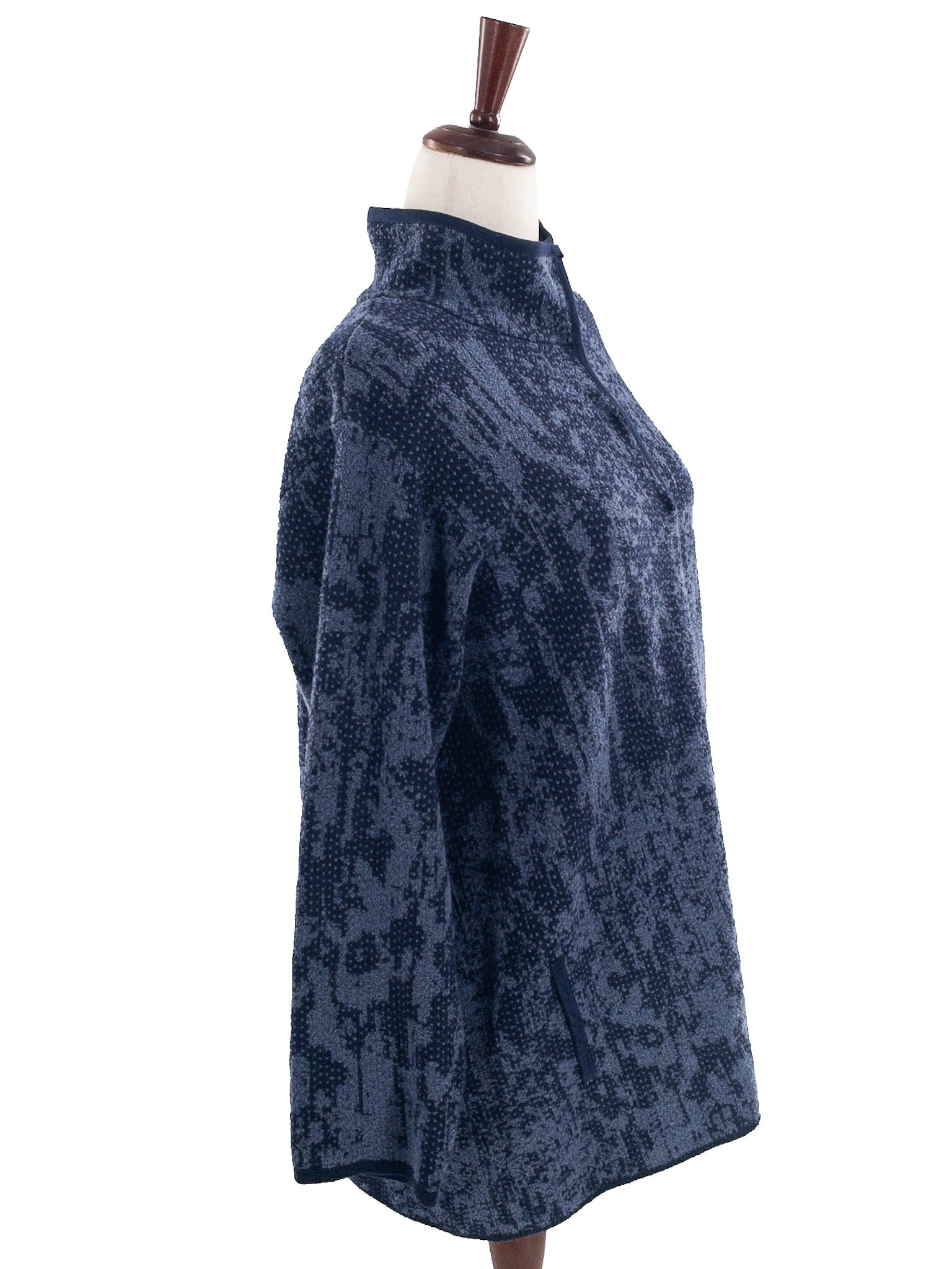 J Jill Indigo Navy Print Cotton Blend Size 1X Cardigan