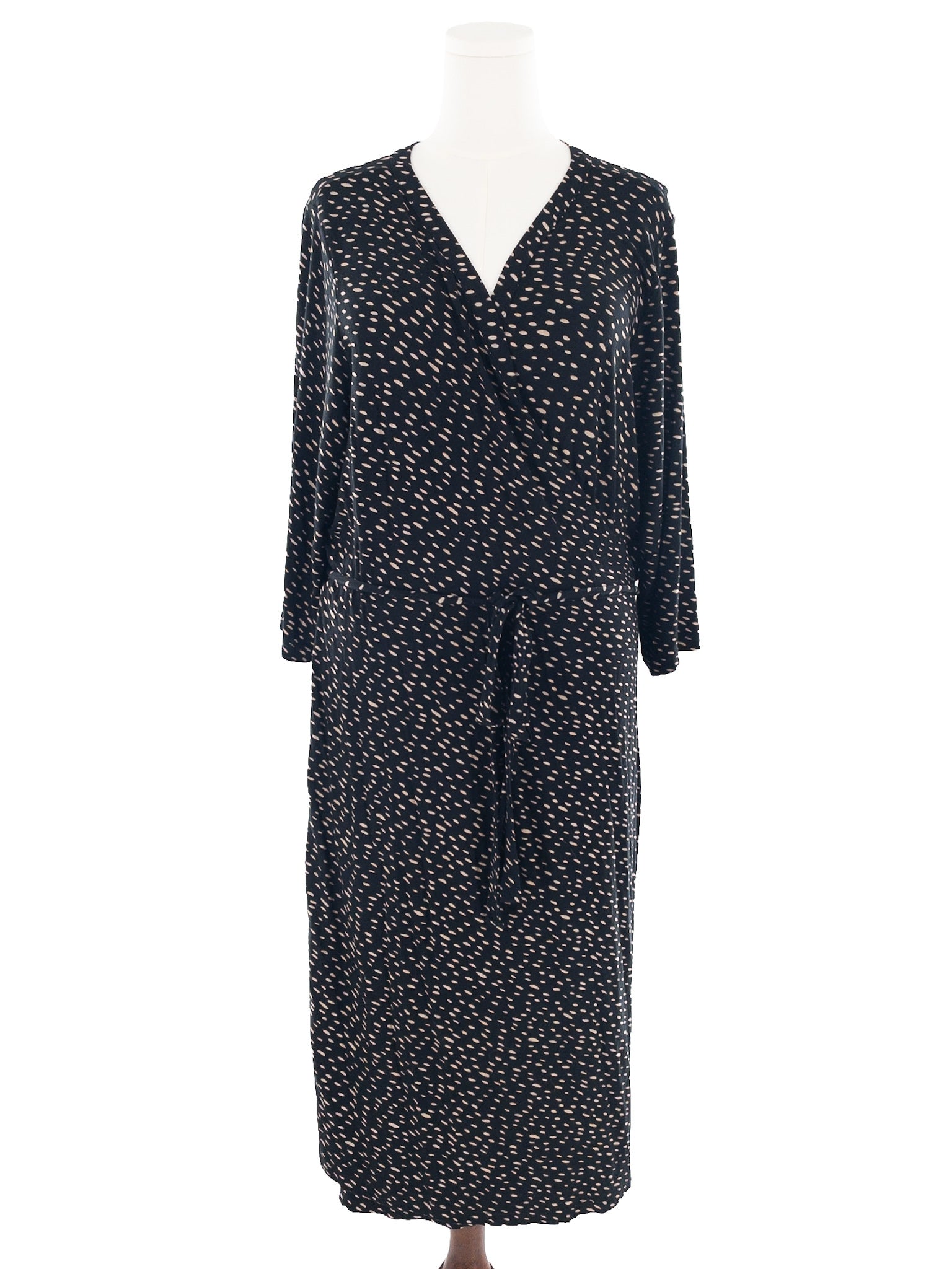 Marimekko Black Tan Print Knit 3/4 Sleeve Size 2XL Dress