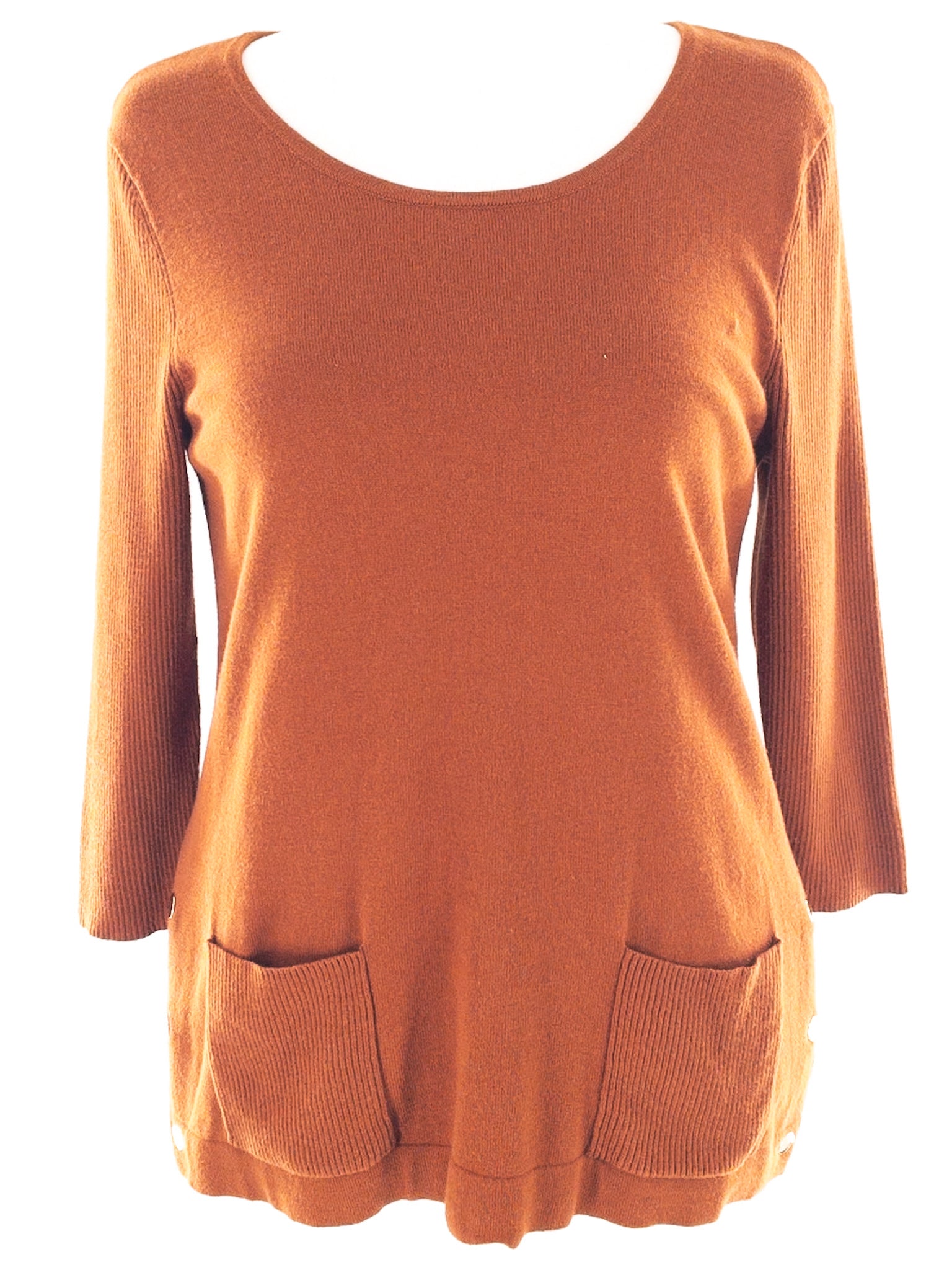 Chicos Burnt Orange Scoop Neck Cashmere Blend Size M Sweaters