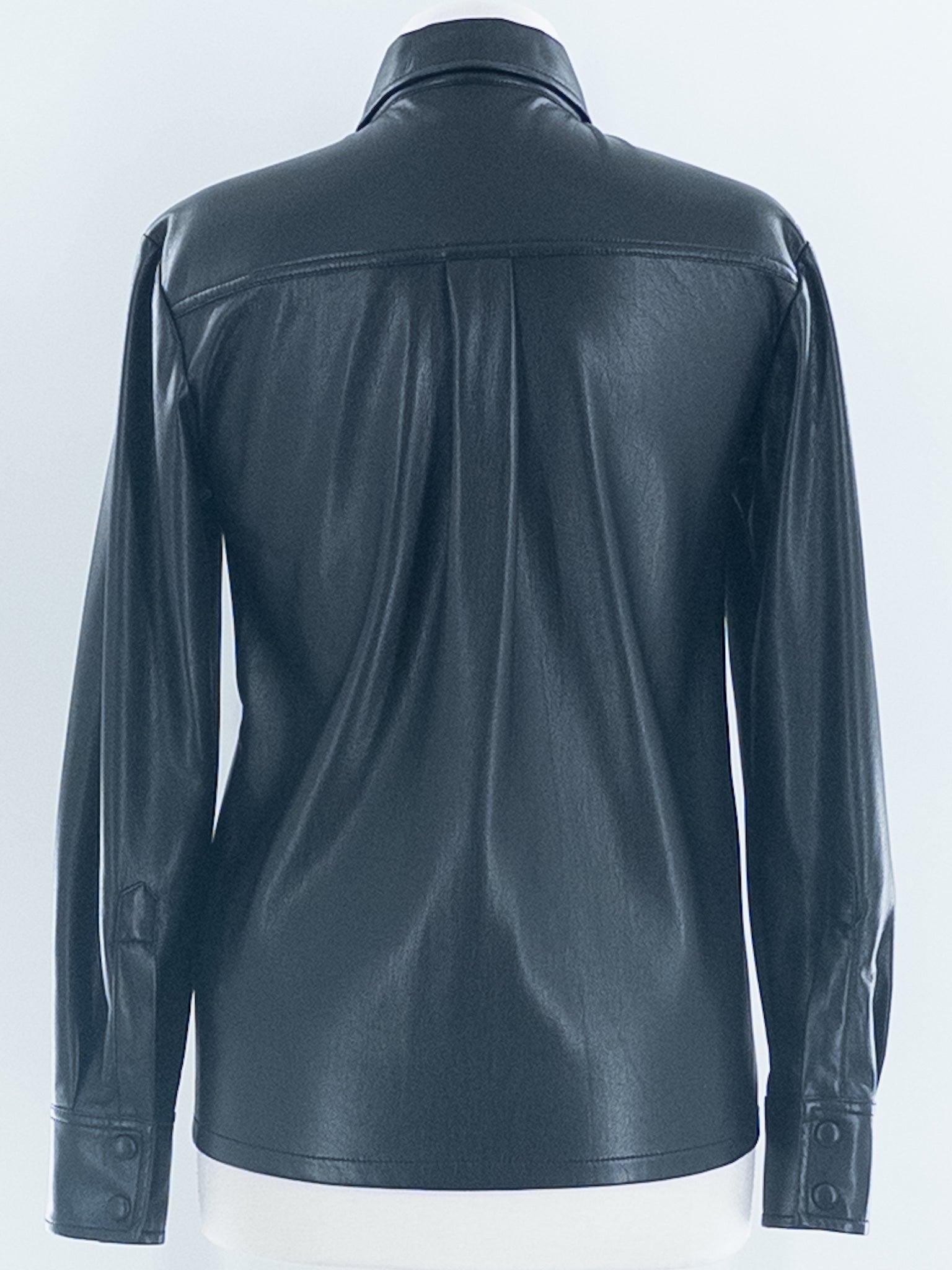 Good American Black Faux Leather Long Sleeve Size 0 Blouse
