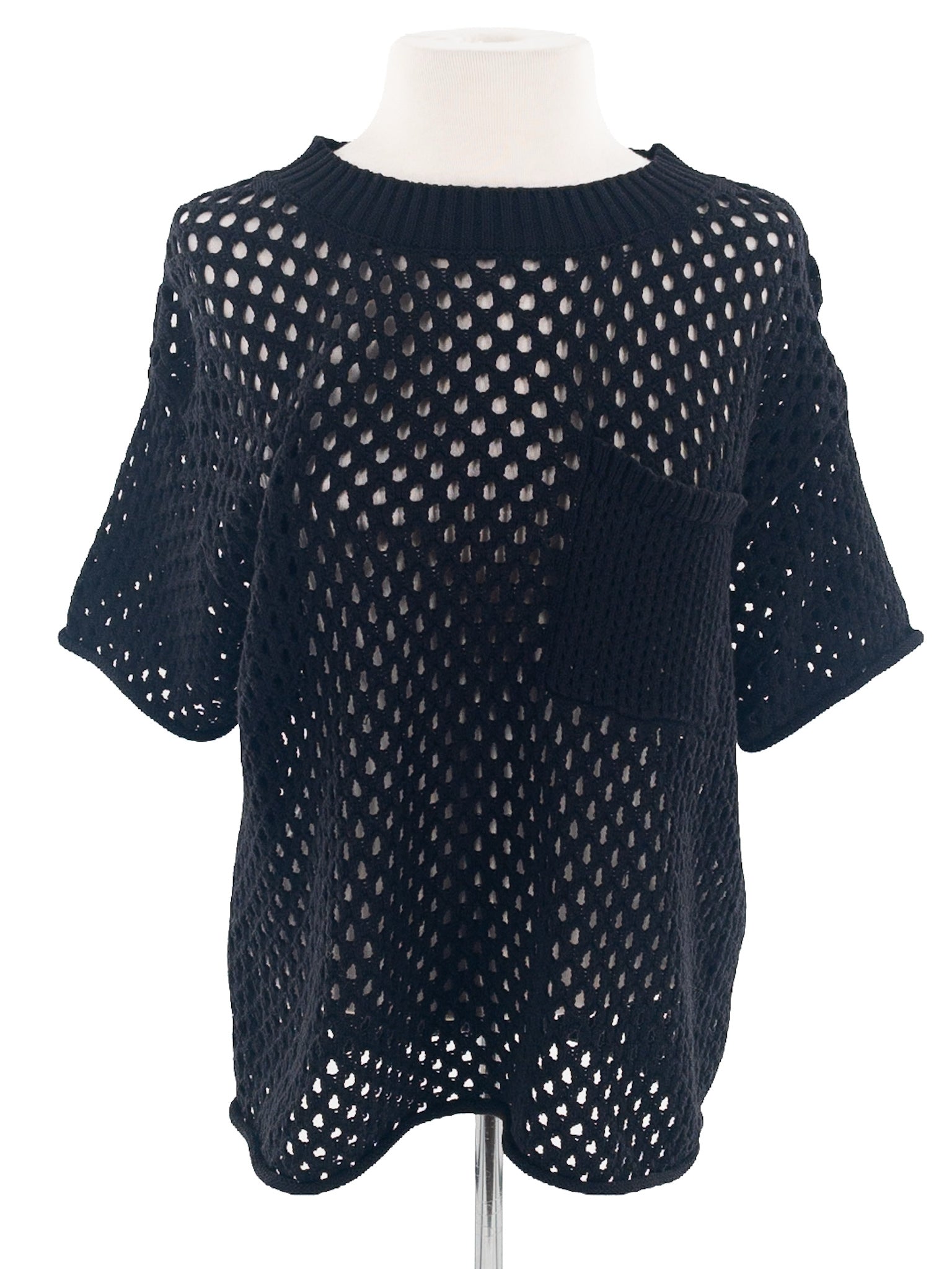 Evereve Black Loose Knit Cotton Size S Sweaters