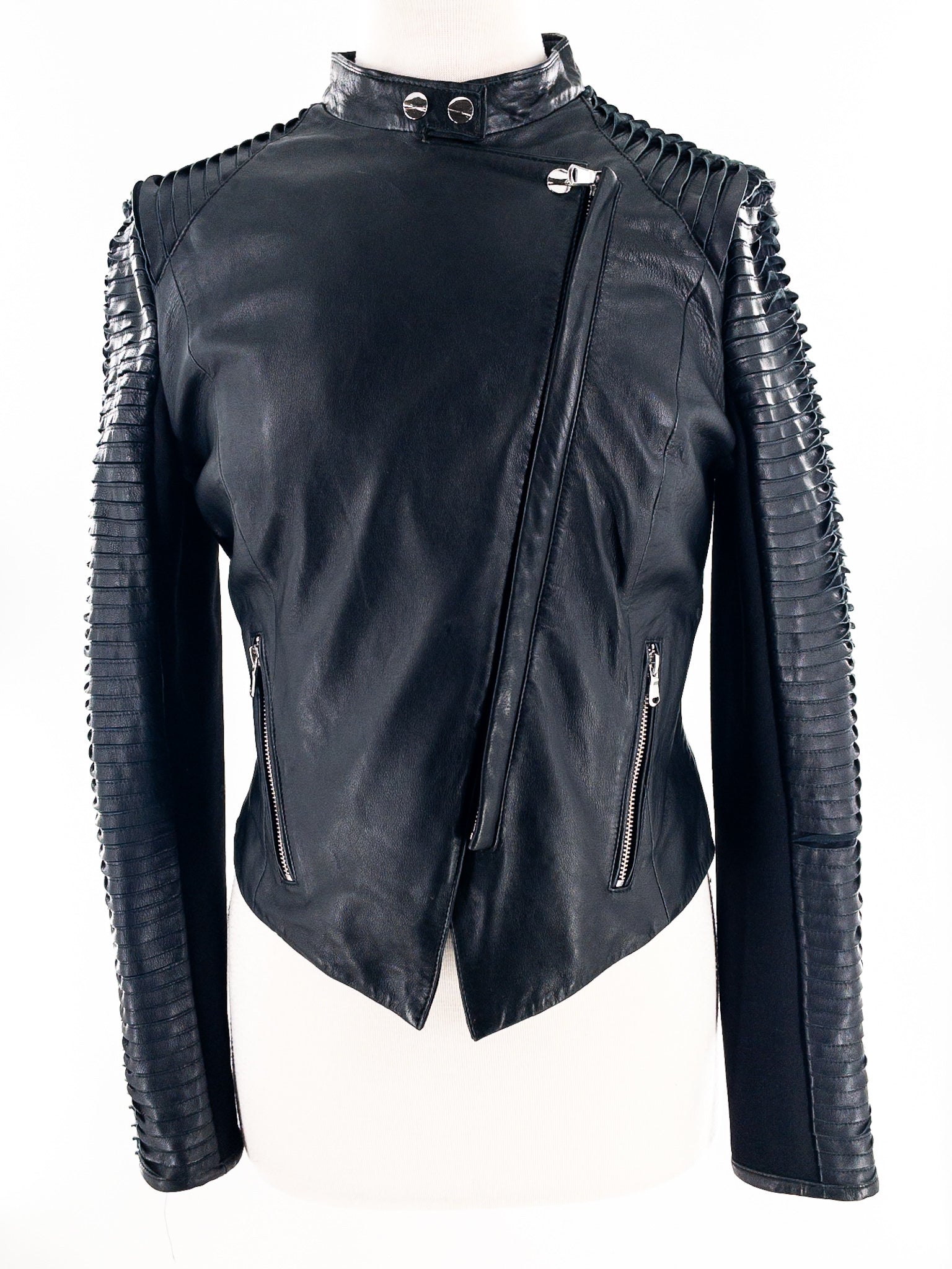 Lamarque Black Moto Leather Size M Jacket