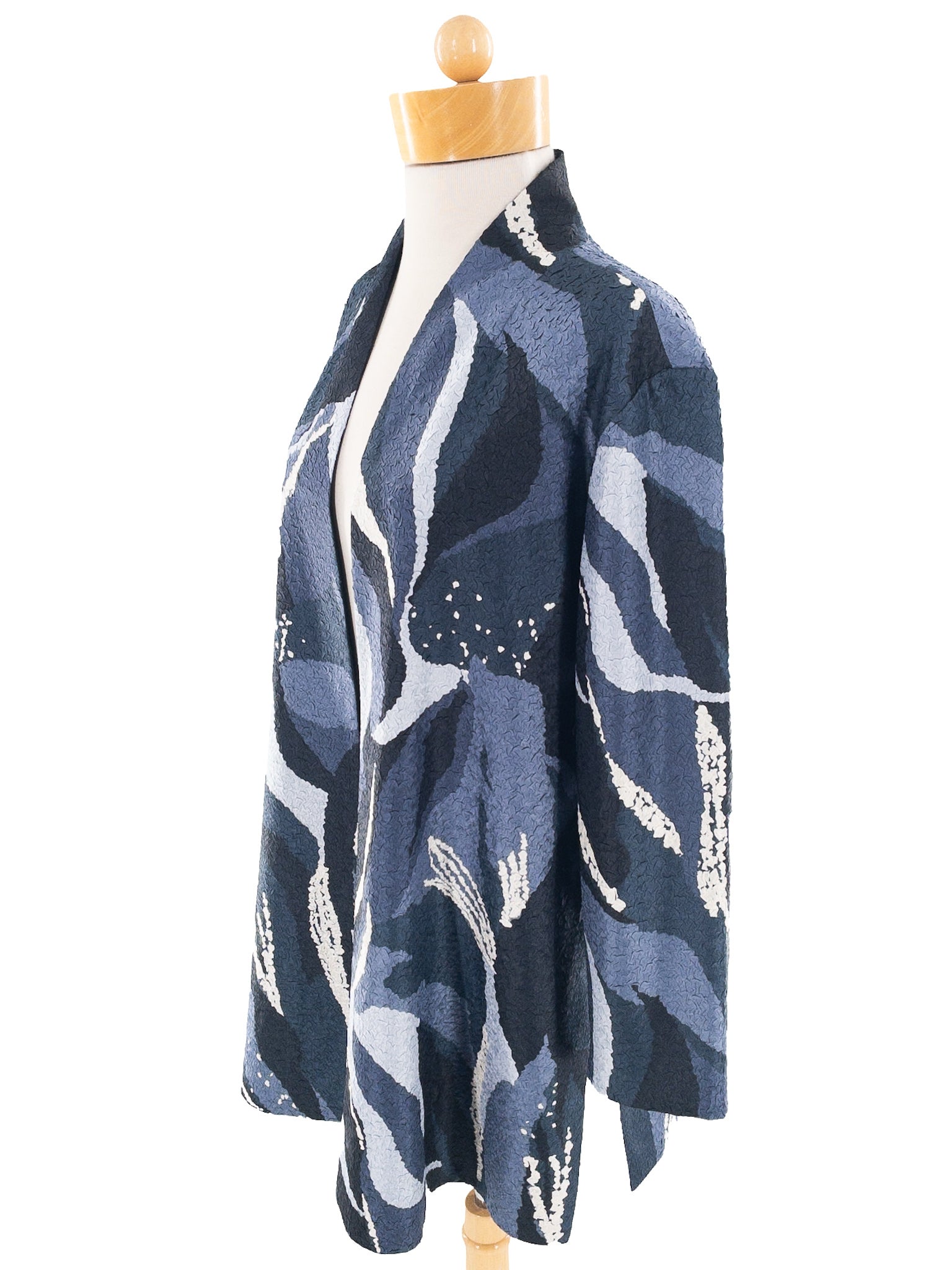 Chicos Blue White Print Polyester Size L Blazer