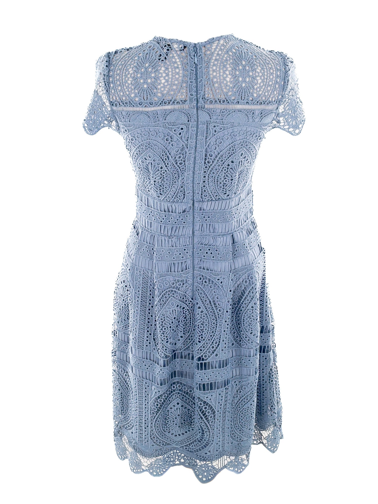 White House Black Market Cloud Blue Lace Cotton Blend Short Sleeve Size 2 Dress