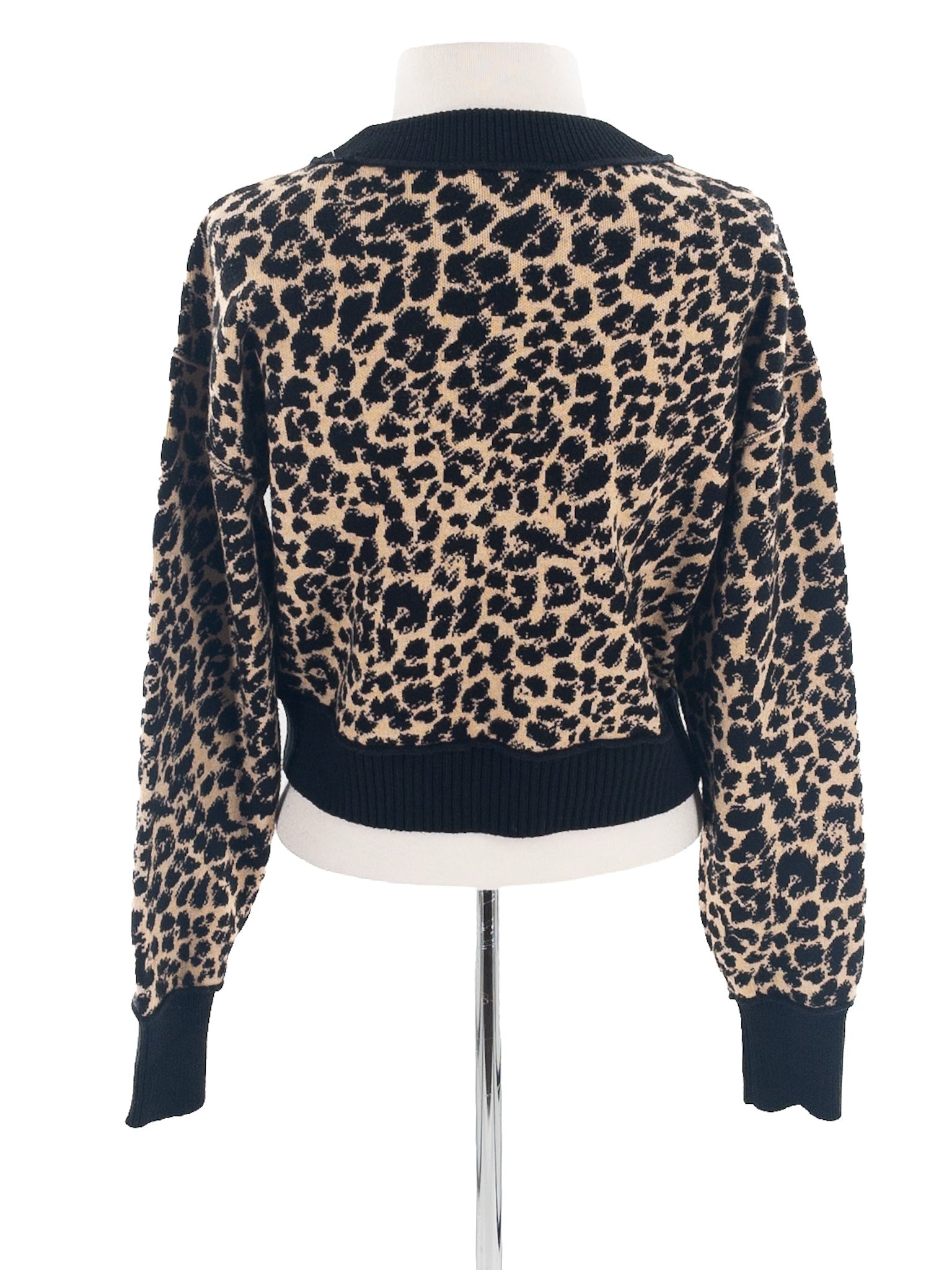 Maeve Black Tan Animal Print Viscose Blend Size S Cardigan