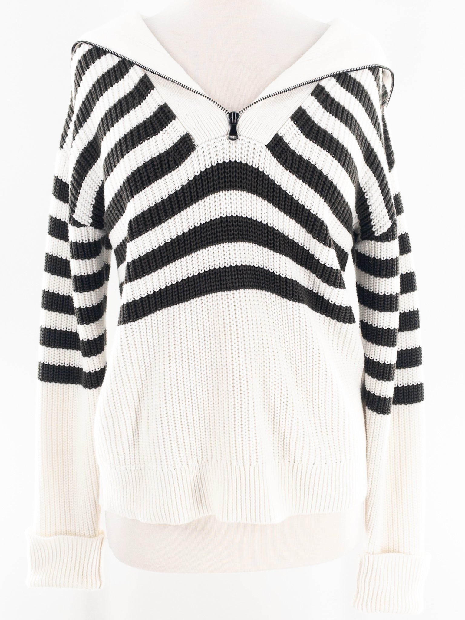 Kut White Olive Stripe Cotton Size M Sweaters