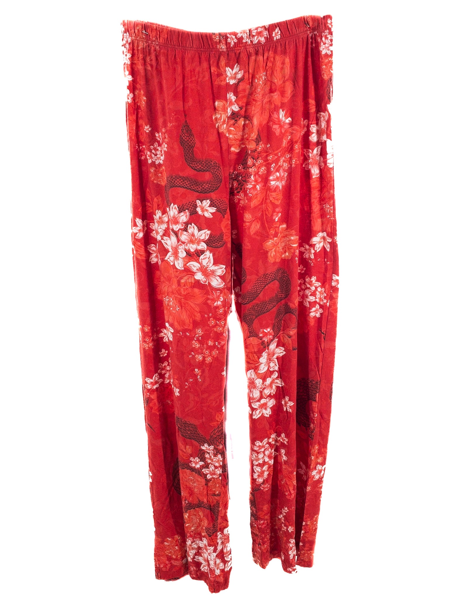 Johnny Was Red Multi Floral Cotton Blend Size S Pajamas