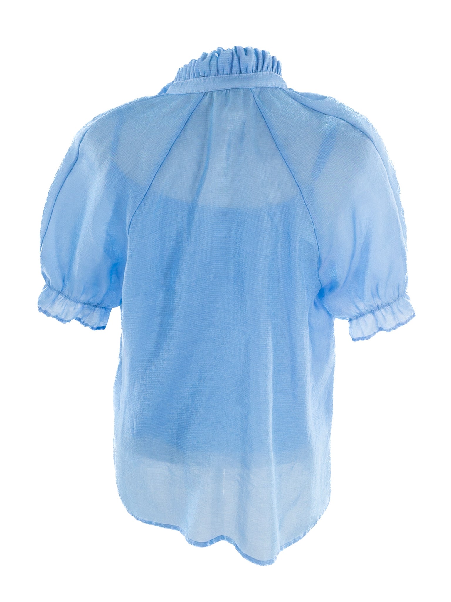 Baum Und Pferdgarten Blue Shimmer Tencel Blend Puff Sleeve Size S Blouse