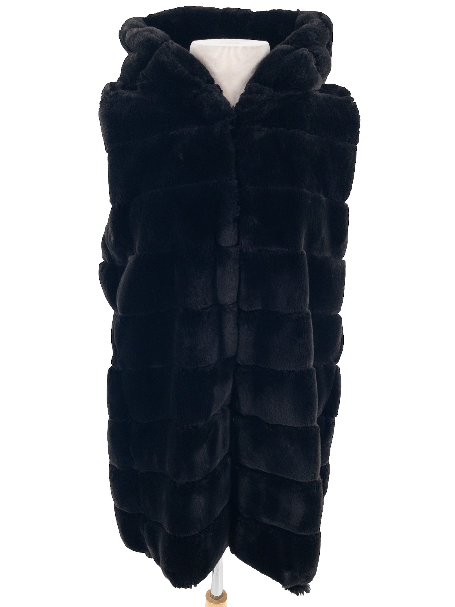 Rachel Zoe Black Ribbed Faux Fur Size M Vest