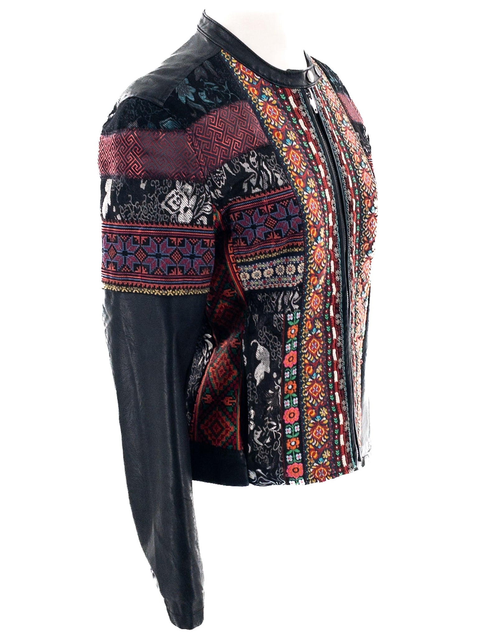 Blank NYC Black Multi Brocade Faux Leather Size M Jacket