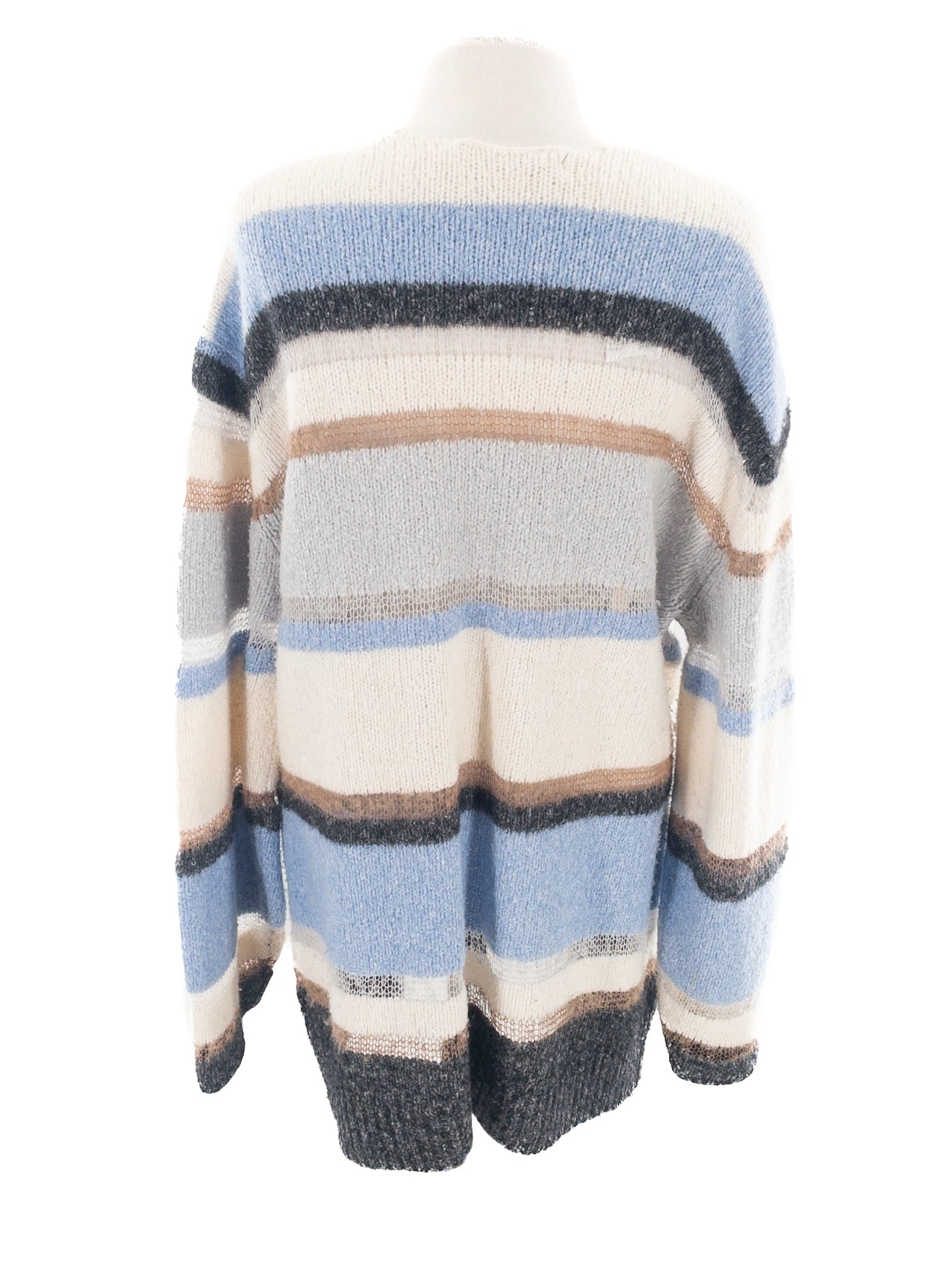 Veronica Beard Blue Cream Stripe Wool Blend Size S Cardigan