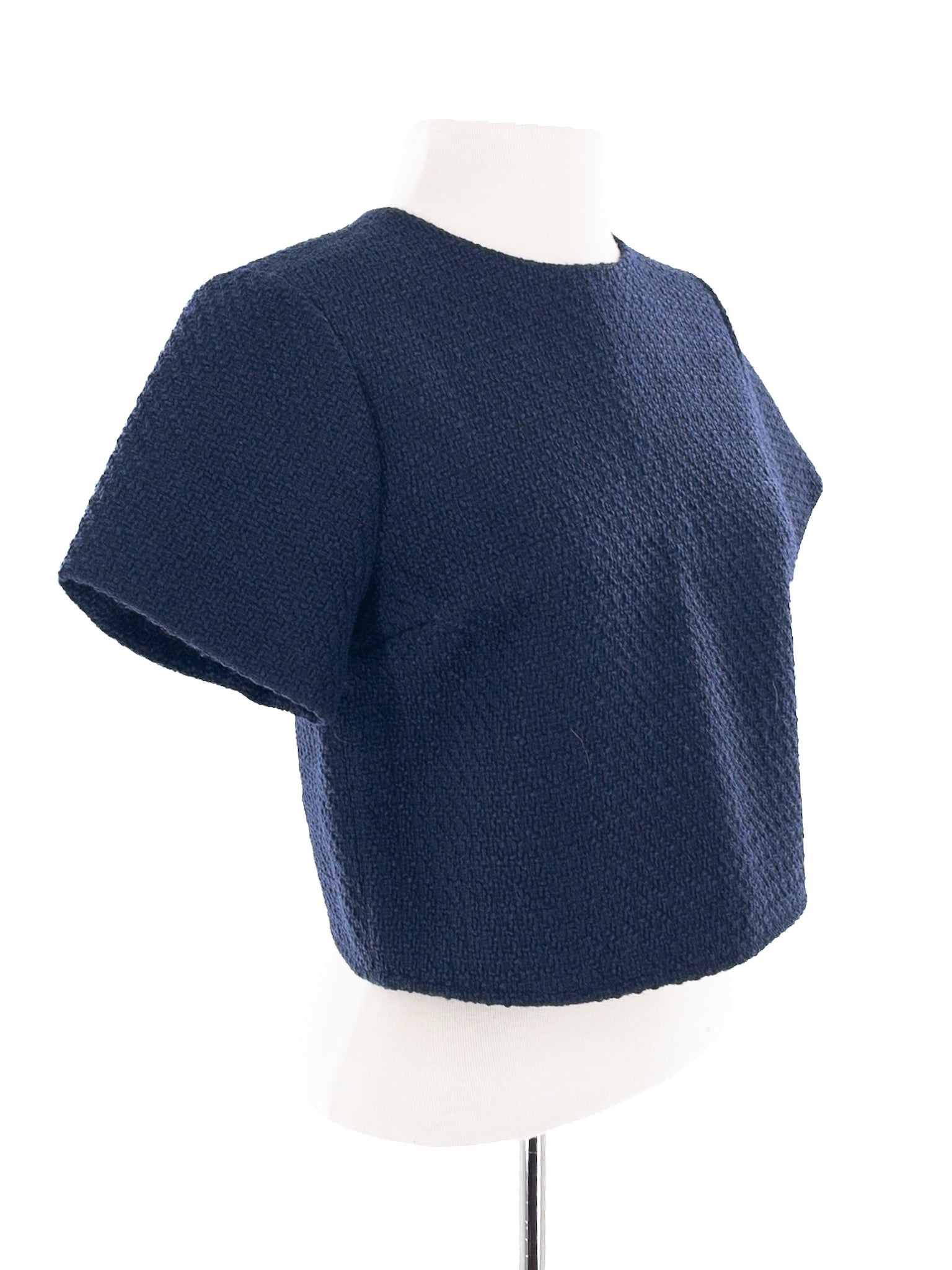 Abercrombie Navy Boucle Polyester Short Sleeve Size XS Blouse