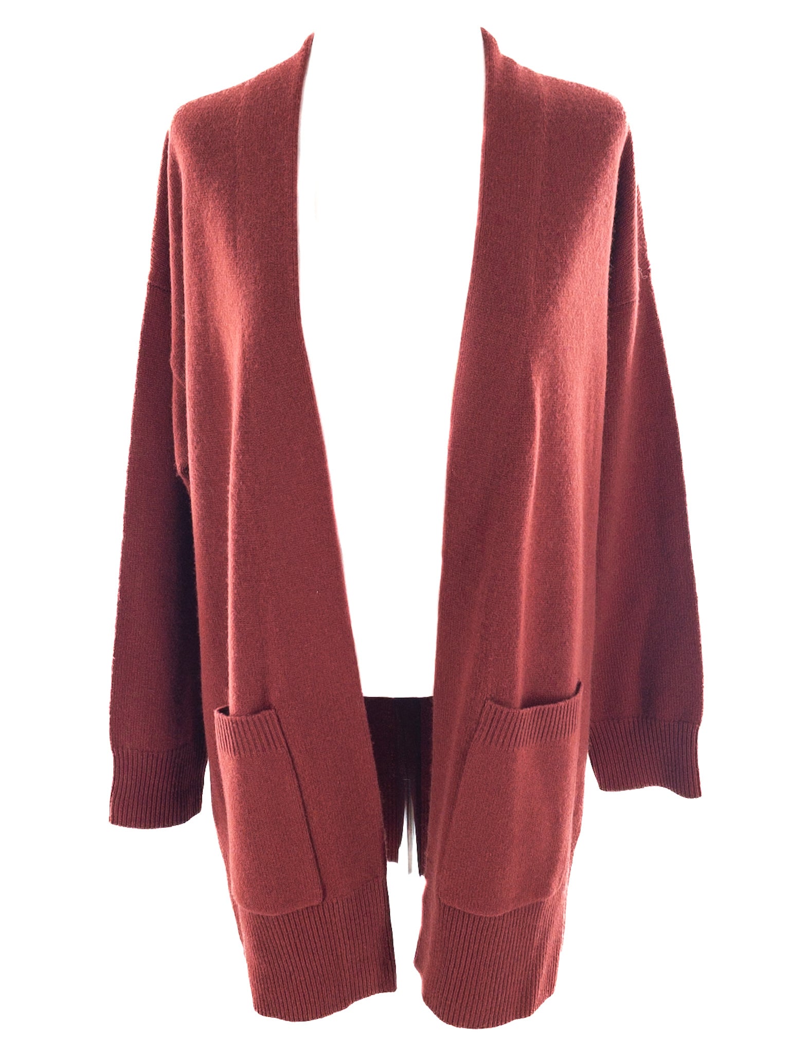 Orvis Maroon Open Front Cashmere Size M Cardigan