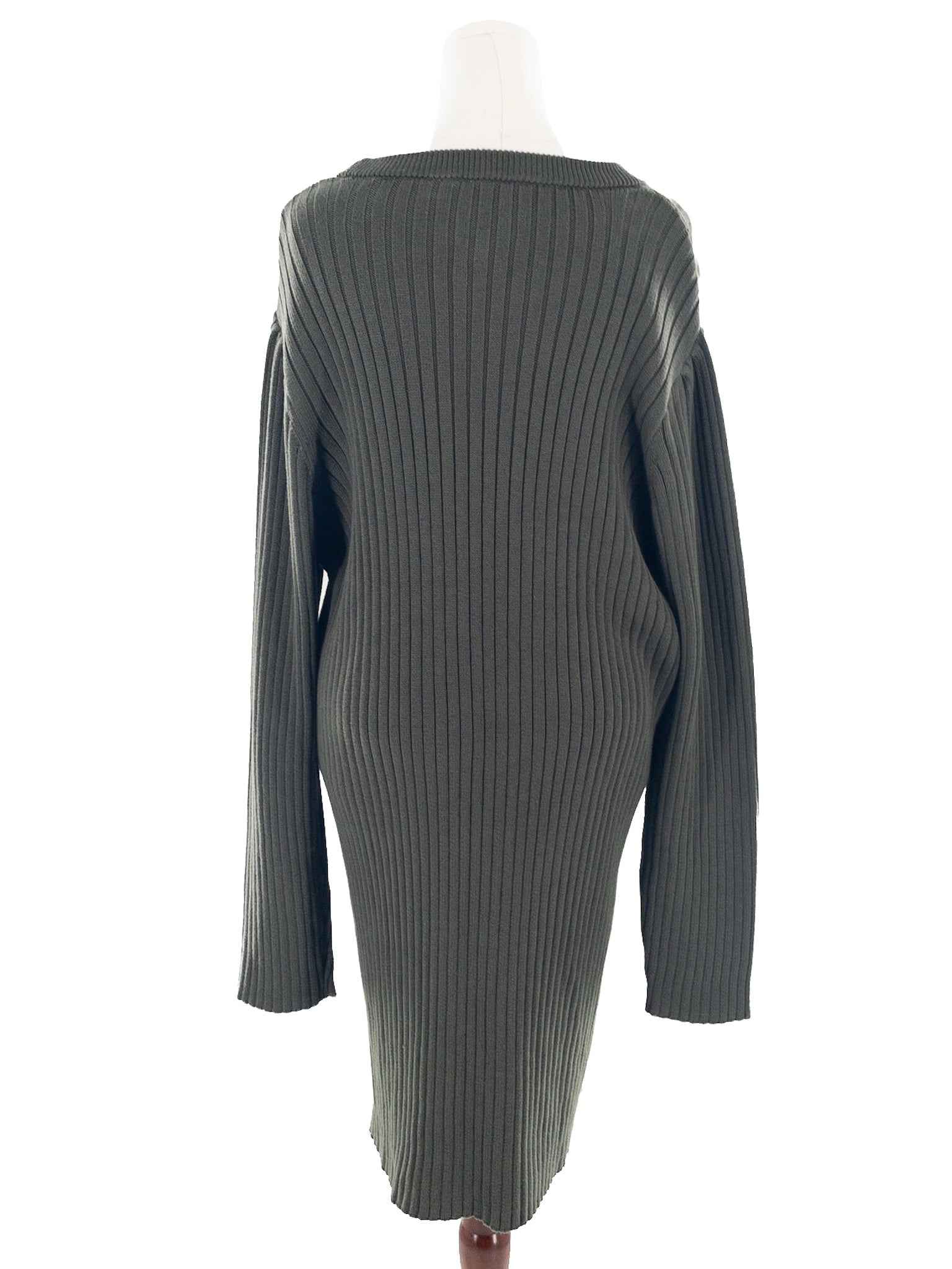 Gap Forest Green Ribbed Cotton Long Sleeve Size XXL Dress