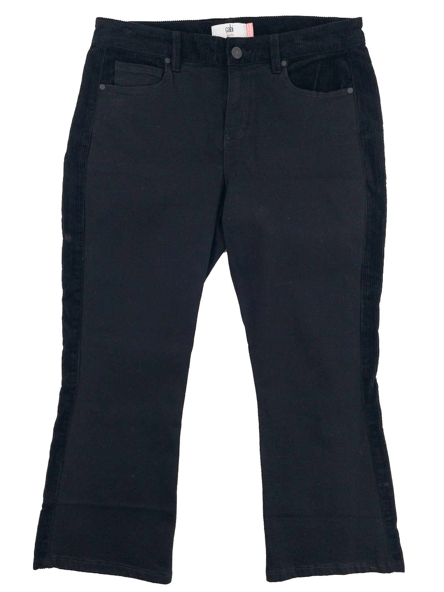 Cabi Black Ribbed Cotton Blend Kick Flare Size 10 Jeans