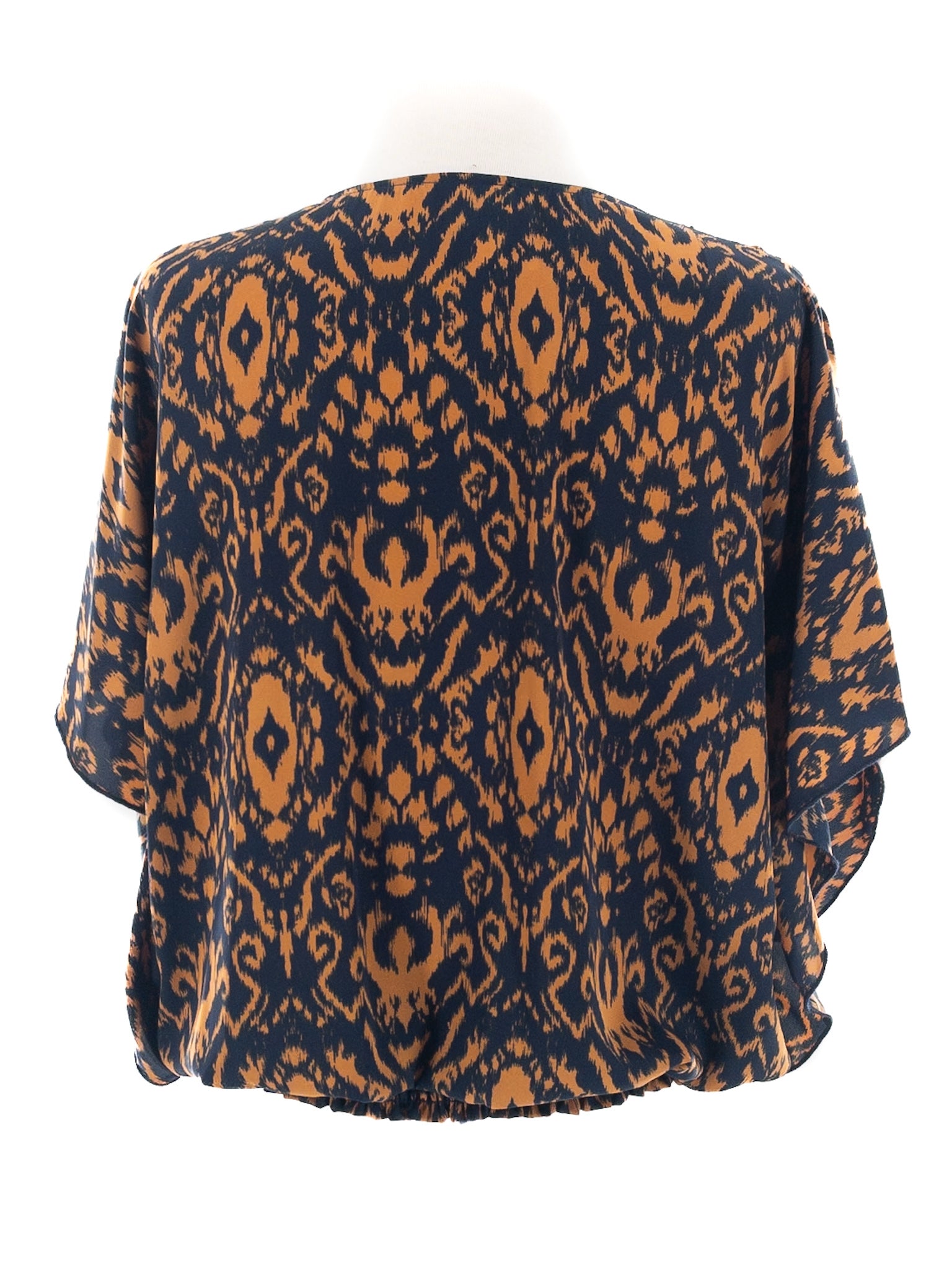 Roan + Ryan Navy Orange Abstract Polyester Sleeveless Size M Blouse