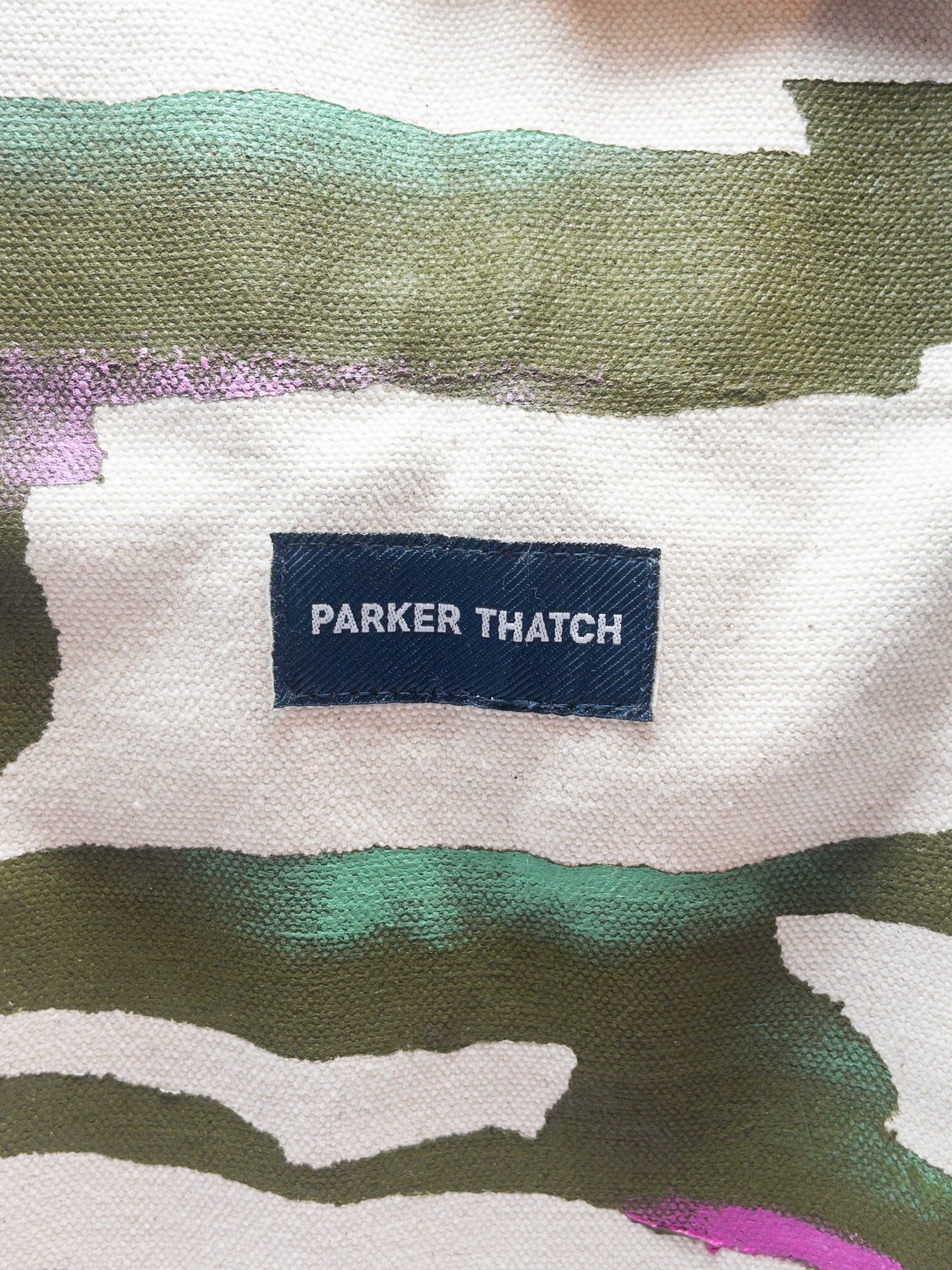 Parker Thatch Cream Olive Print Canvas Tote