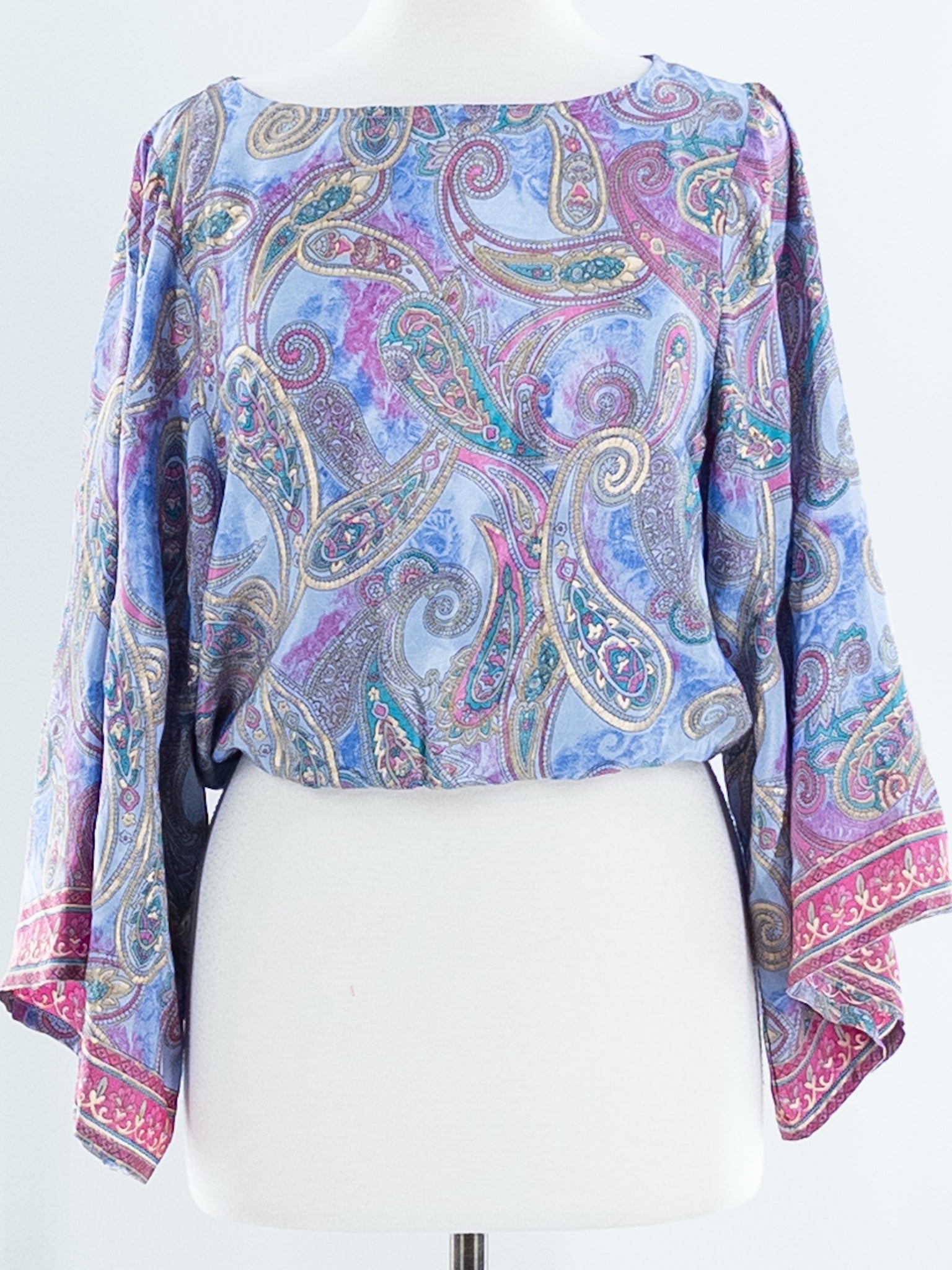 Chelsea and Theodore Multi-Color Paisley Polyester 3/4 Sleeve Size S Blouse