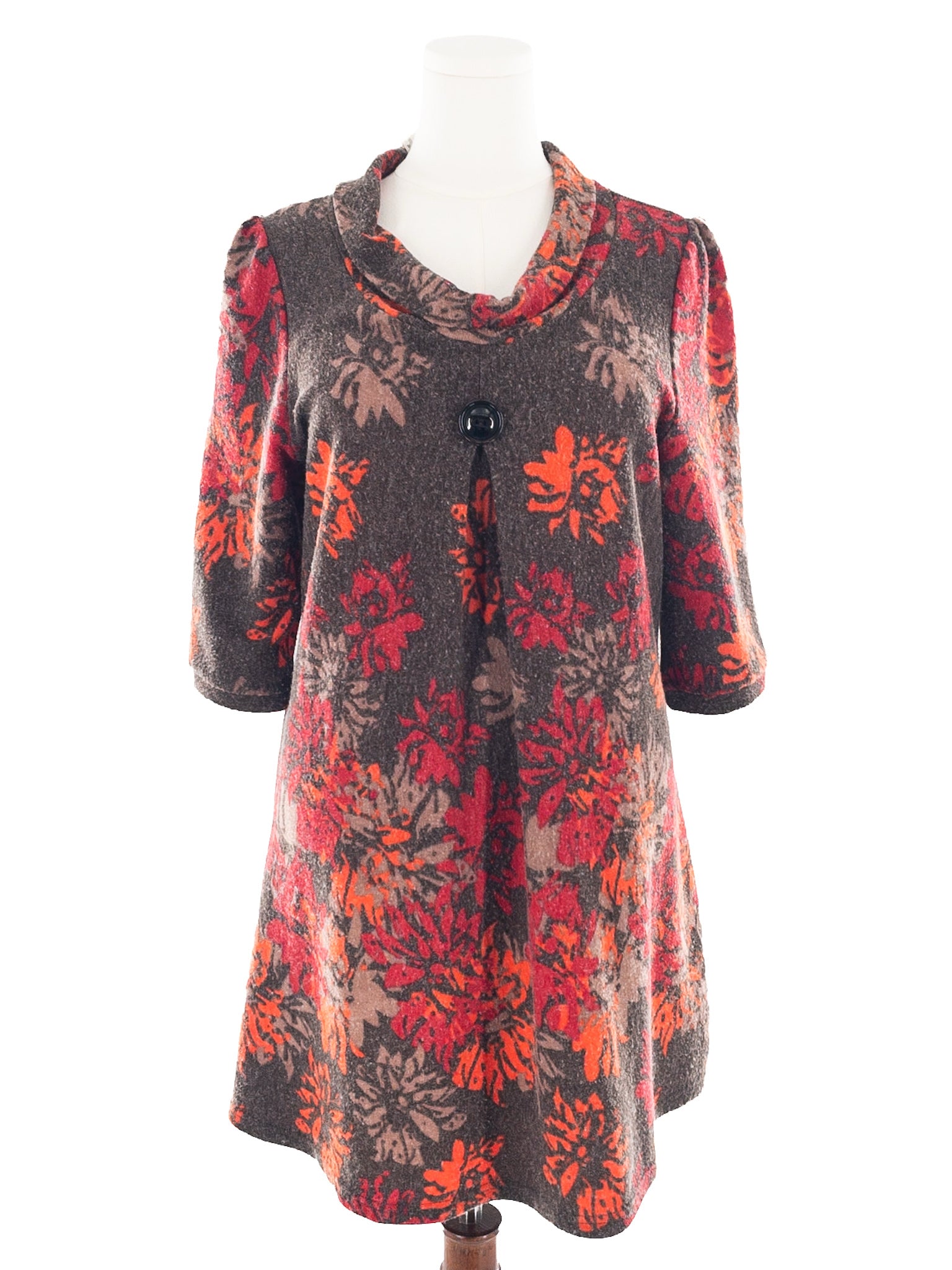 Funsport Multi-Color Print Polyester Blend 3/4 Sleeve Size L Dress