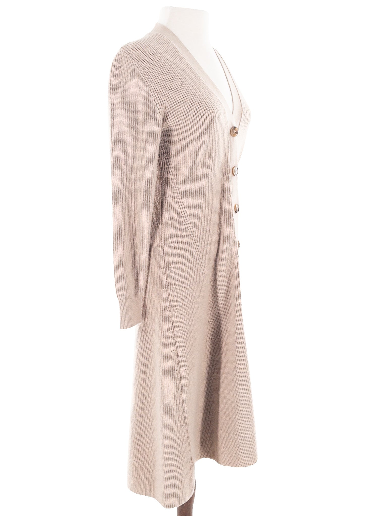 J Crew Beige Ribbed Acrylic Blend Long Sleeve Size S Dress