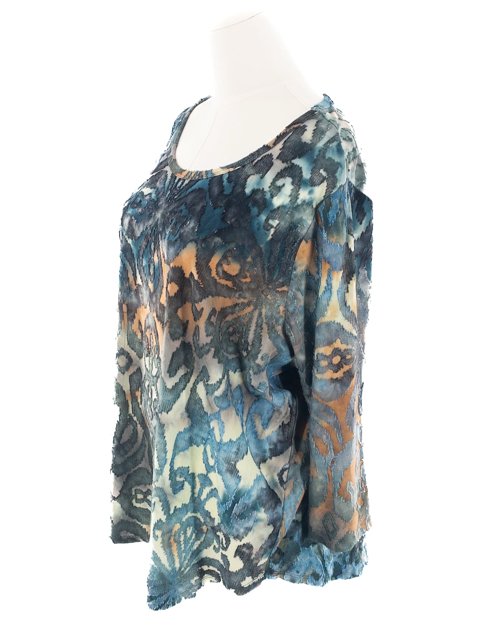 Karen Kane Aqua Amber Texture Polyester Long Sleeve Size 3X T Shirt