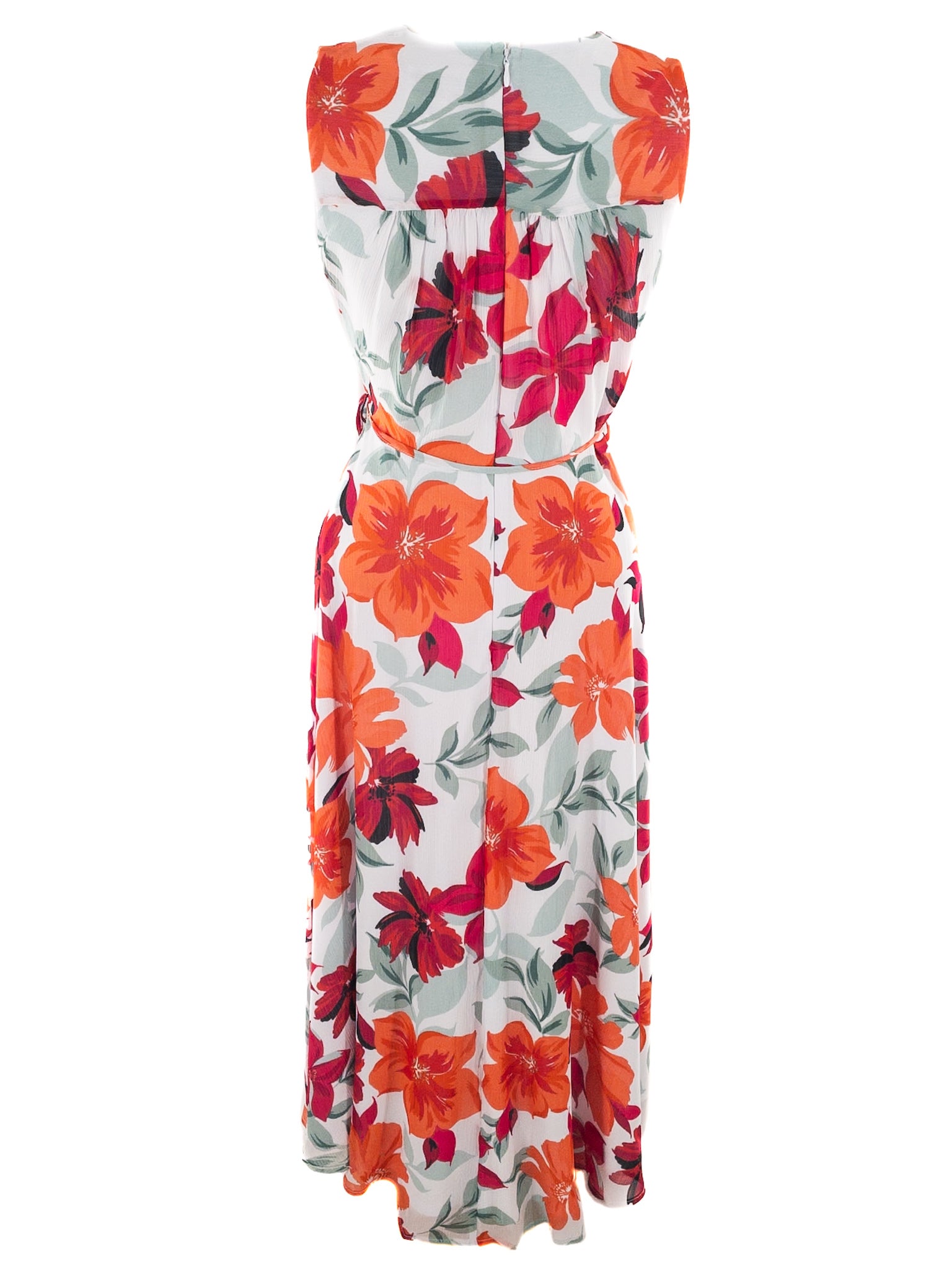 Calvin Klein Fuschia Coral Floral Polyester Sleeveless Size 2 Maxi