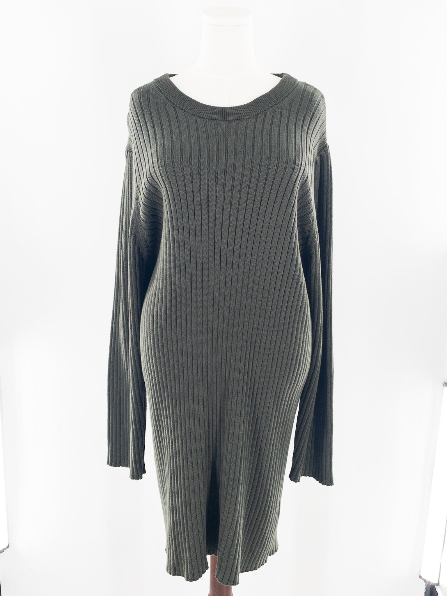 Gap Forest Green Ribbed Cotton Long Sleeve Size XXL Dress