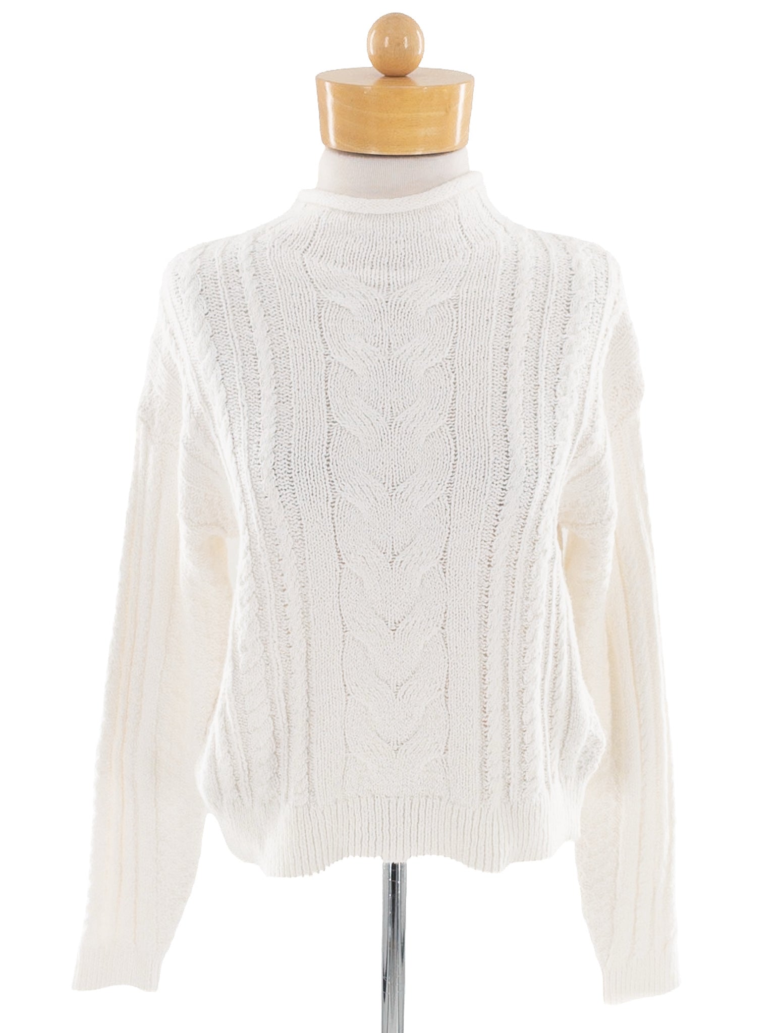 J Crew Ivory Cable Cotton Blend Size XS Sweaters