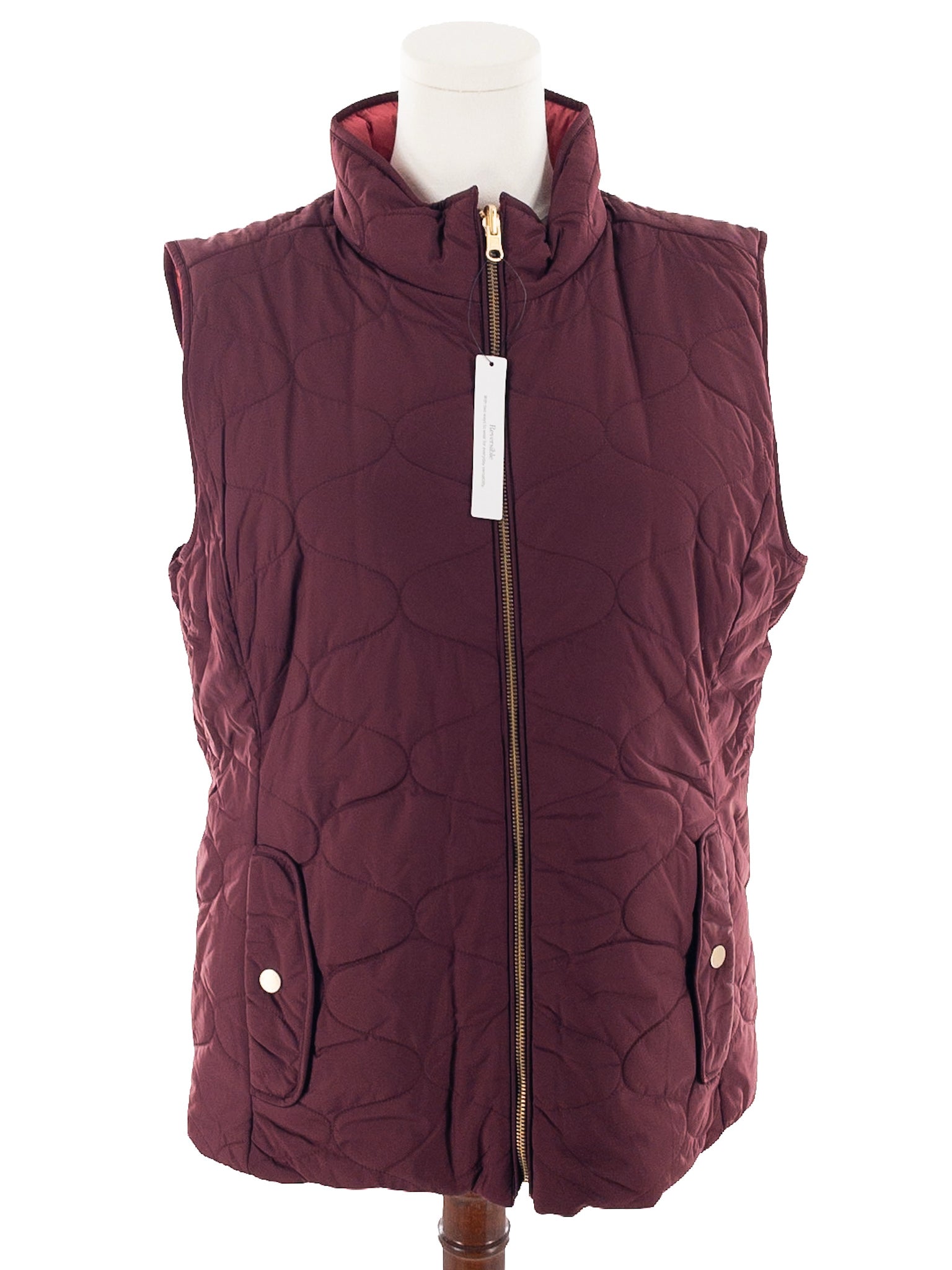 Talbots Maroon Coral Quilt Size XL Vest