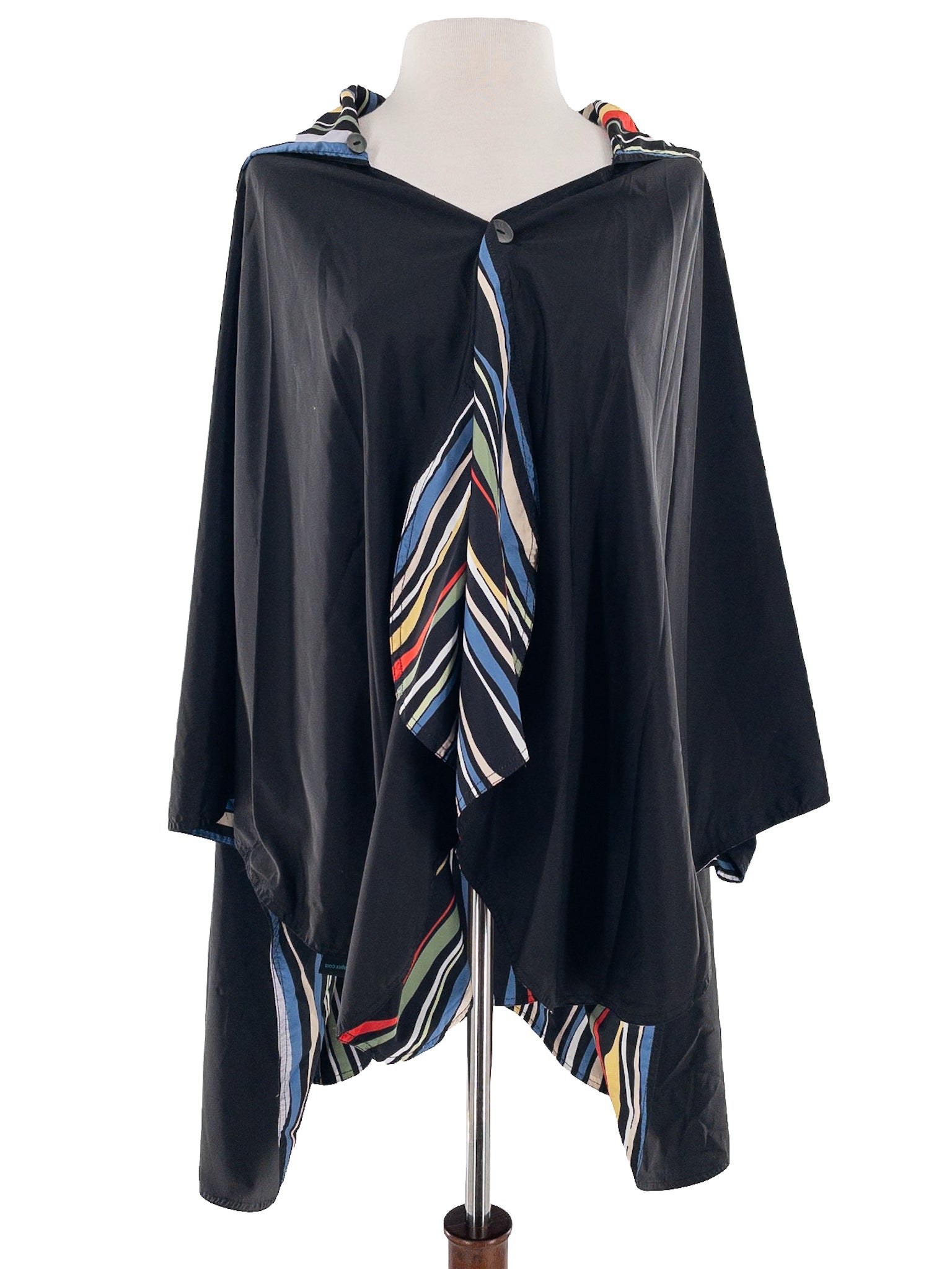 Black Multi Stripe Polyester Size One Size Cape