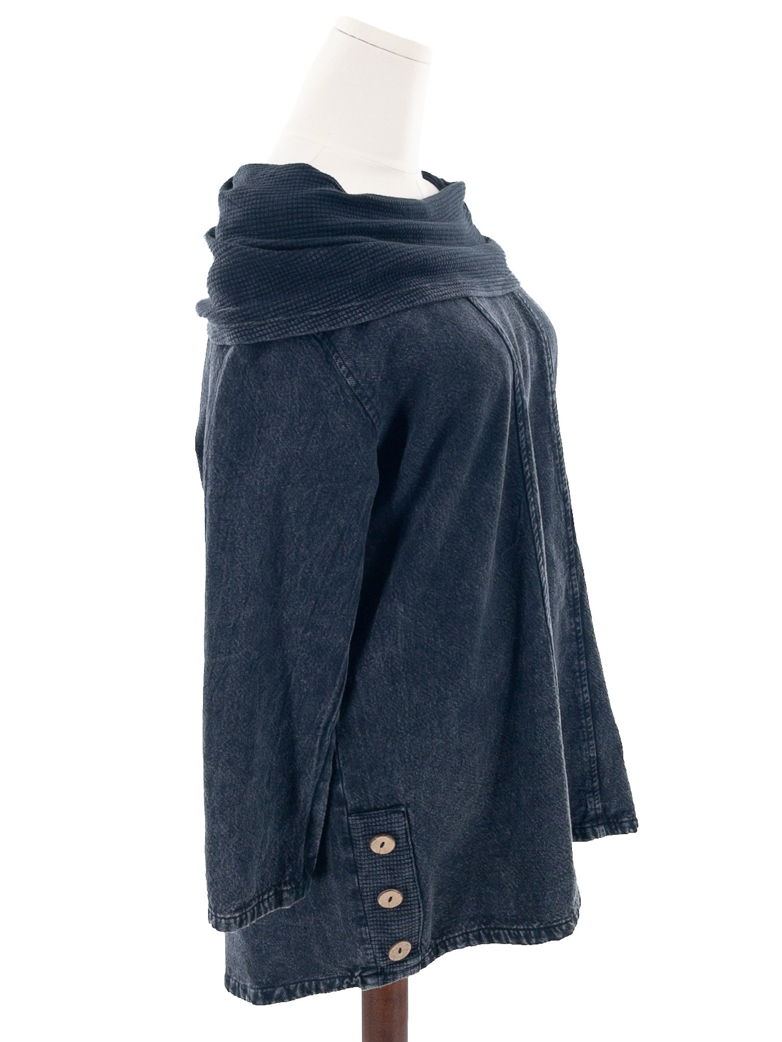 Sea Breeze Navy Washed Denim Long Sleeve Size L Blouse