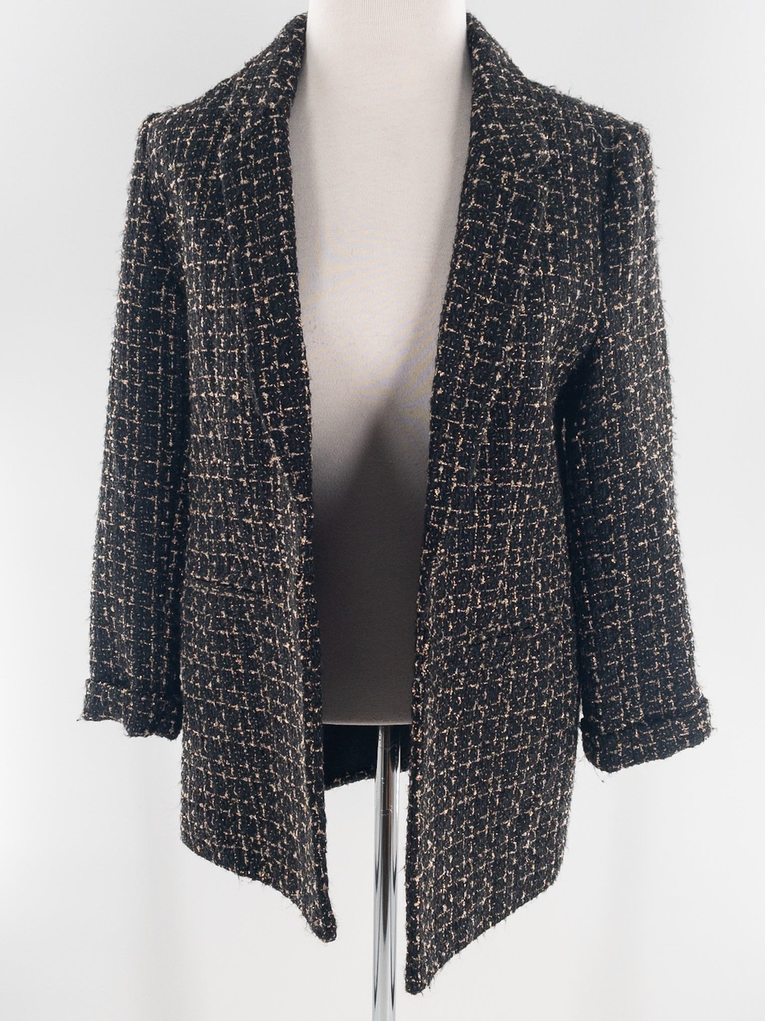 Nanette Lepore Black Gold Tweed Polyester Blend Size S Blazer