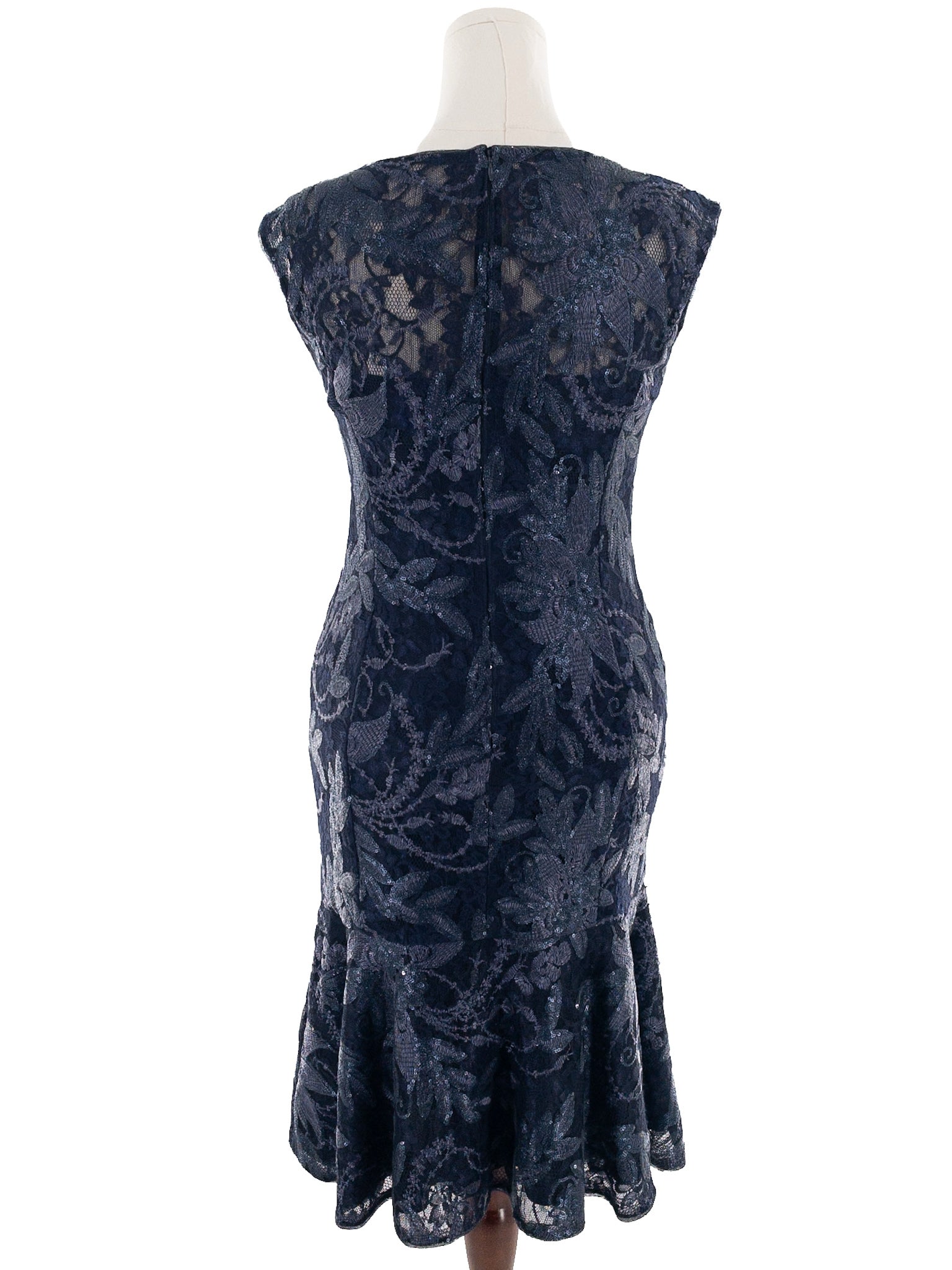 Adrianna Papell Navy Lace Nylon Sleeveless Size 8 Dress