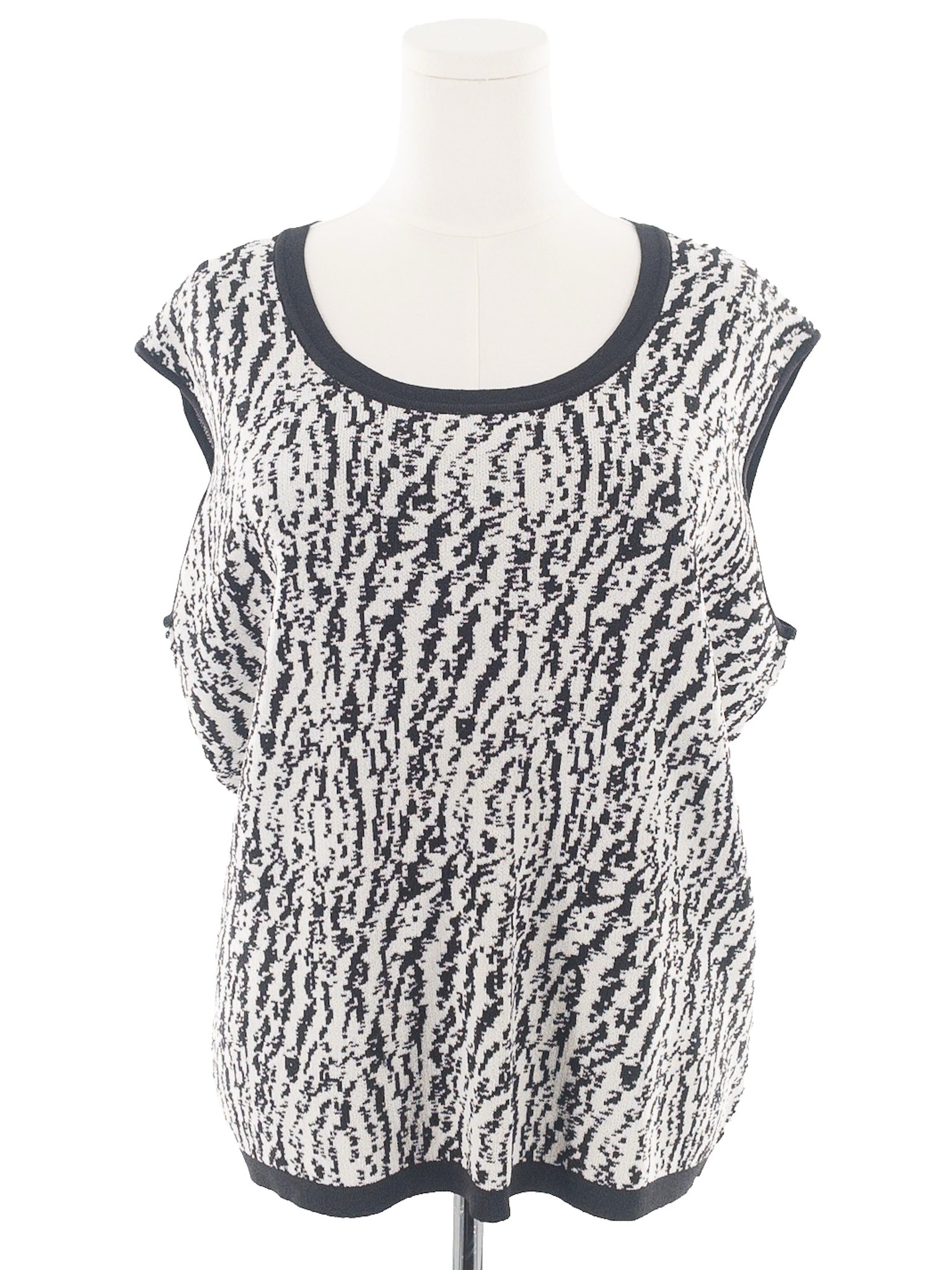 Jones New York Charcoal Cream Print Rayon Blend Size 2X Sweaters