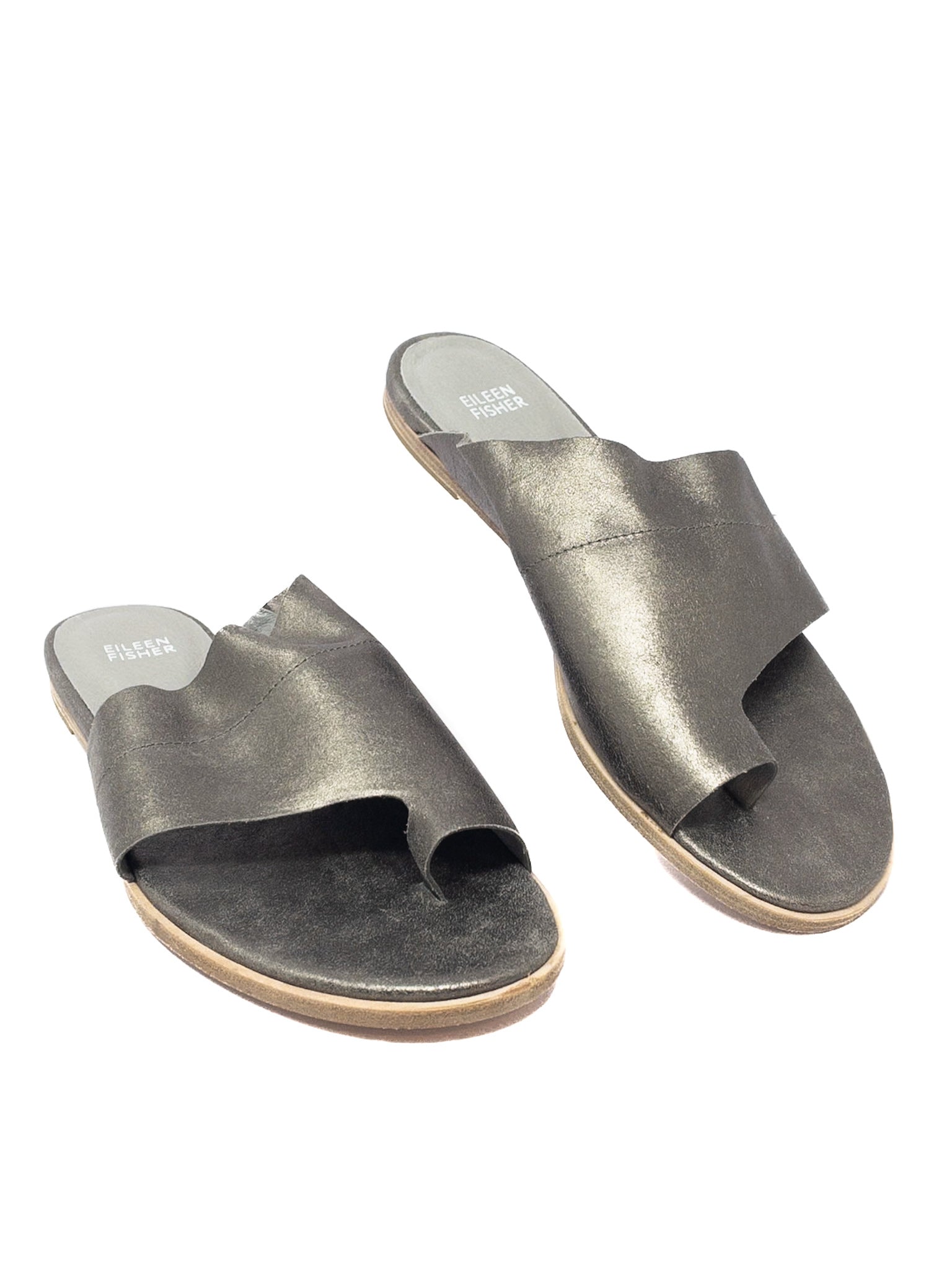 Eileen Fisher Gray Metallic Leather 9.5 Sandals