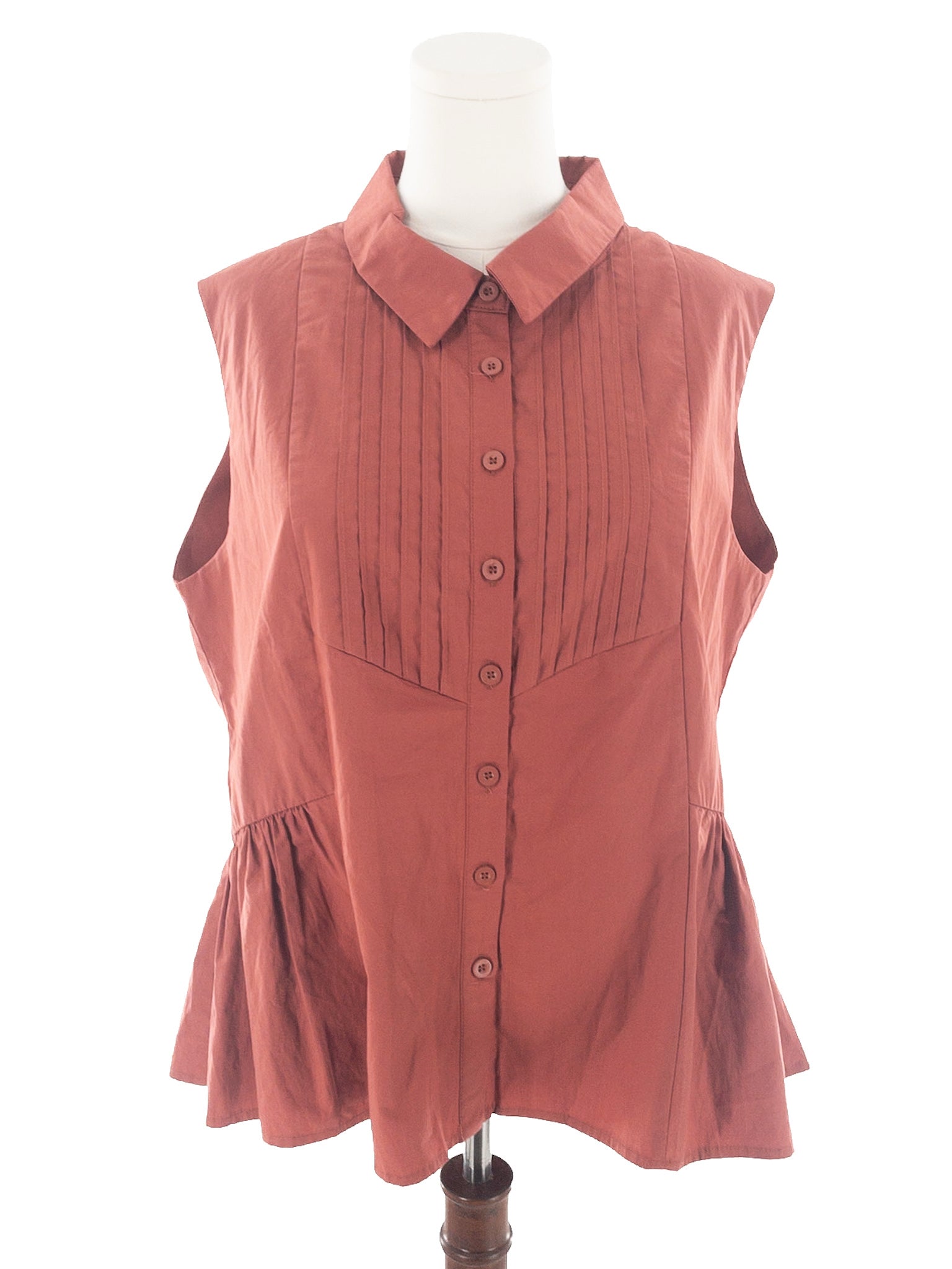 Maeve Brick Pleat Cotton Sleeveless Size 2X Blouse