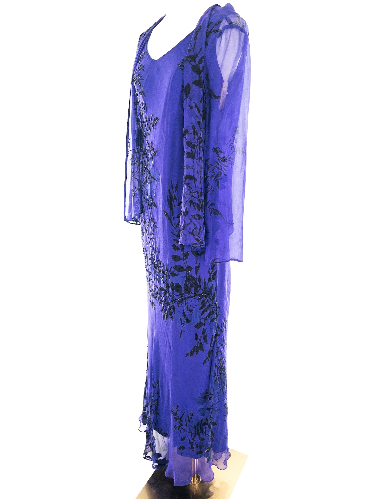 Alex Evenings Purple Black Beaded Polyester Long Sleeve Formal/Evening Wear