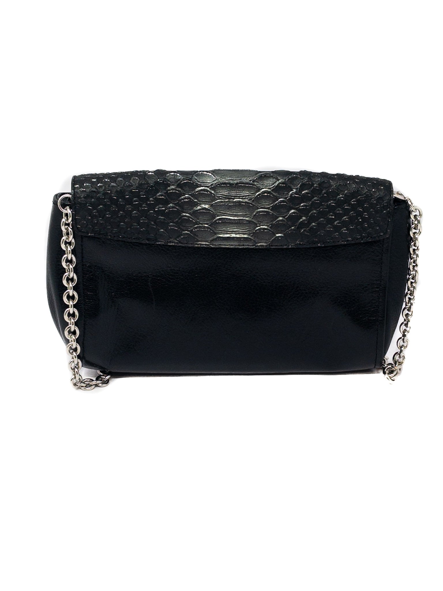 Coach Black Silver Embossed Leather Cross Body
