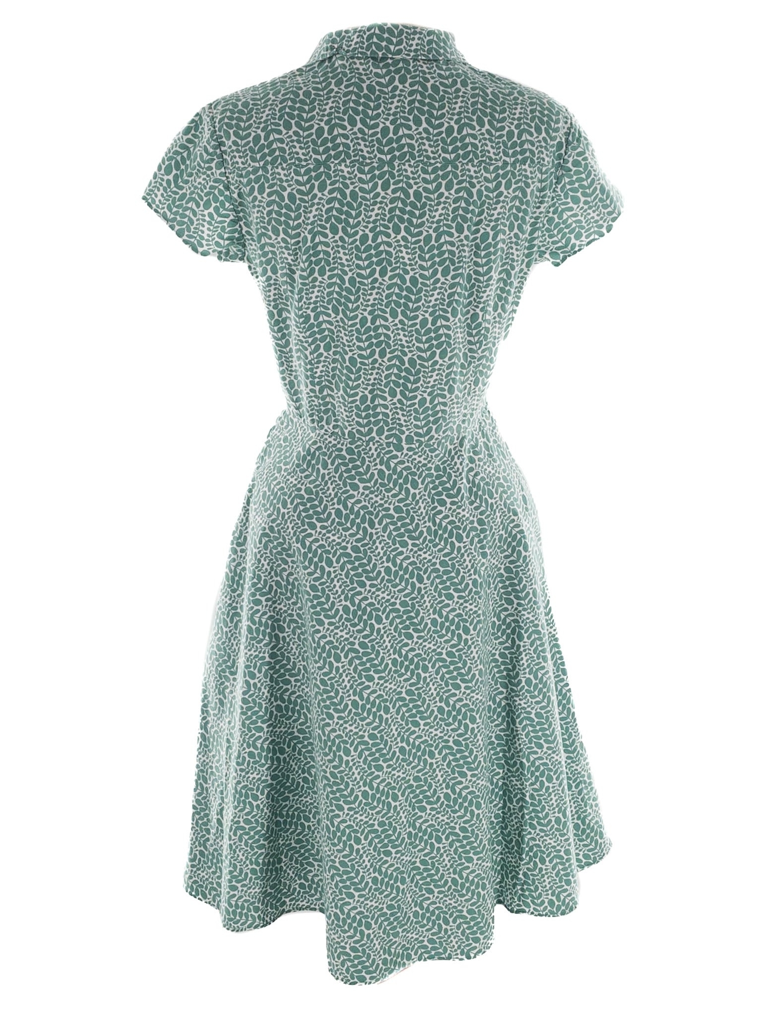 Boden Green White Leaves Cotton Blend Cap Sleeve Size 6L Dress
