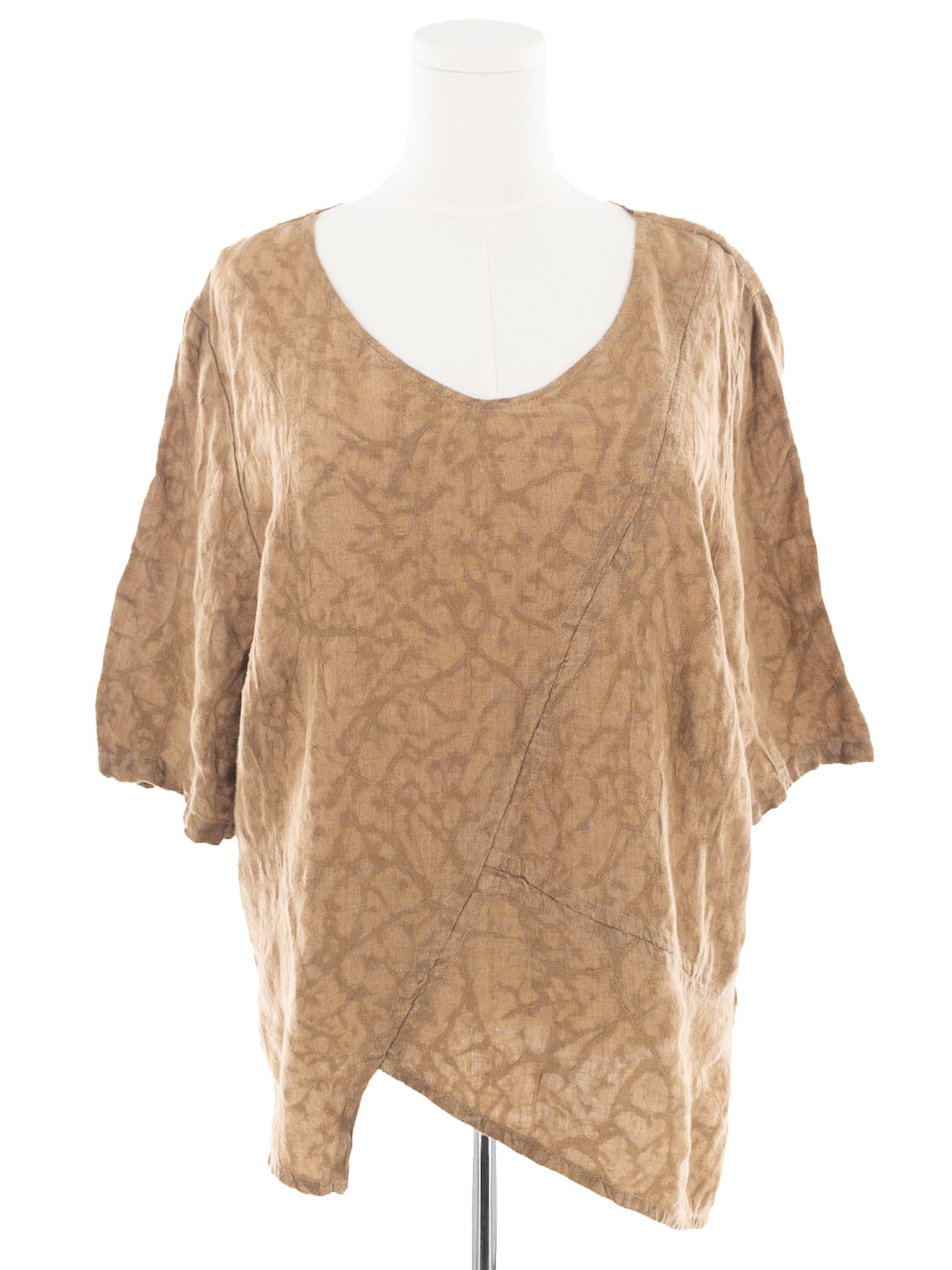 Sulu Toast Texture Linen 3/4 Sleeve Size 16 Blouse