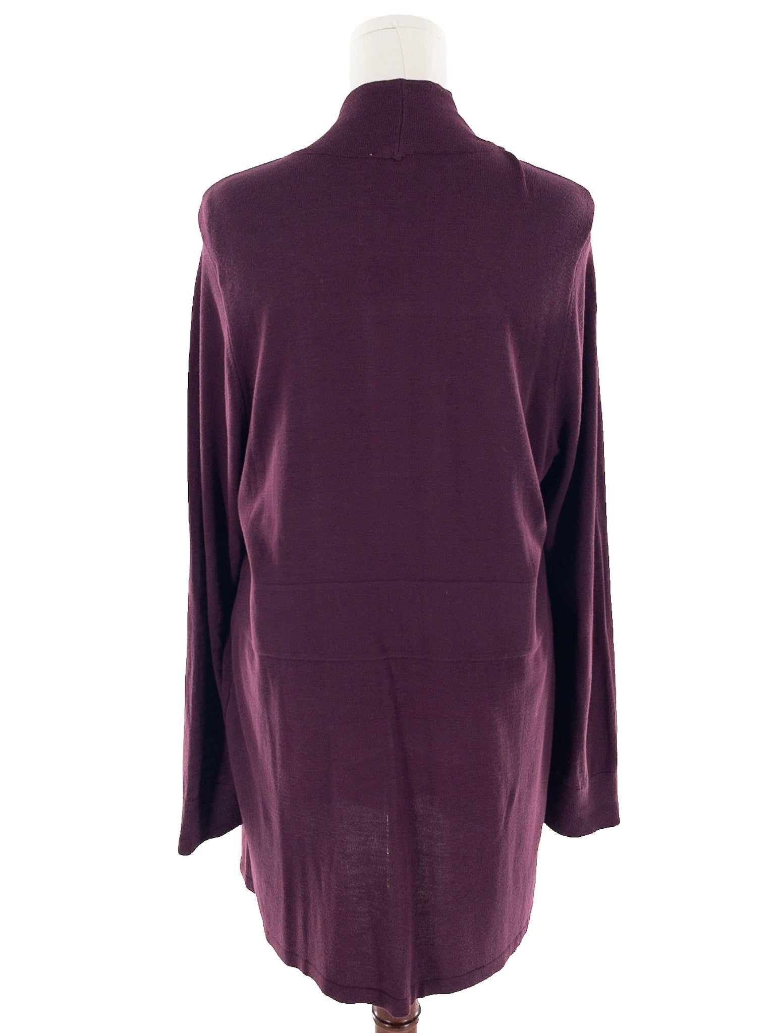 Chicos Burgundy Open Front Acrylic Blend Size XL Cardigan